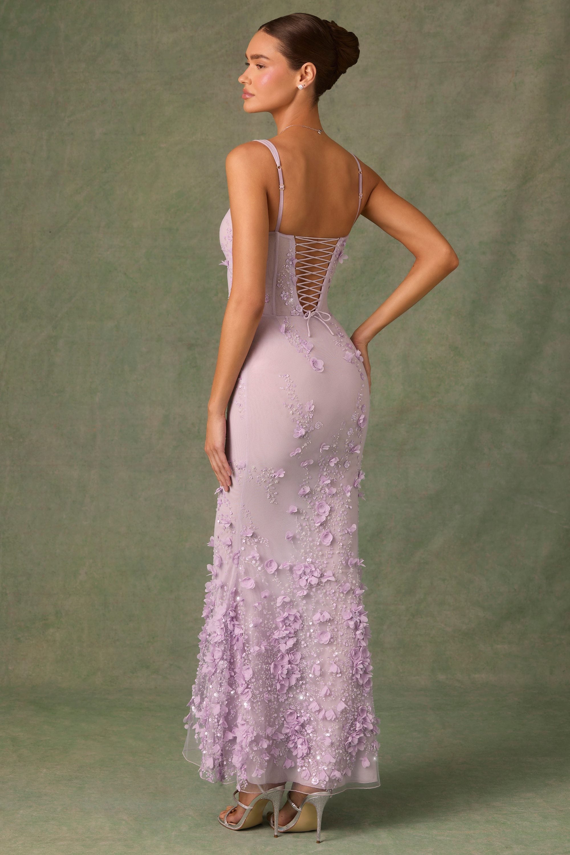 Vasanta Embellished Fishtail Corset Gown in Lilac - Image 2