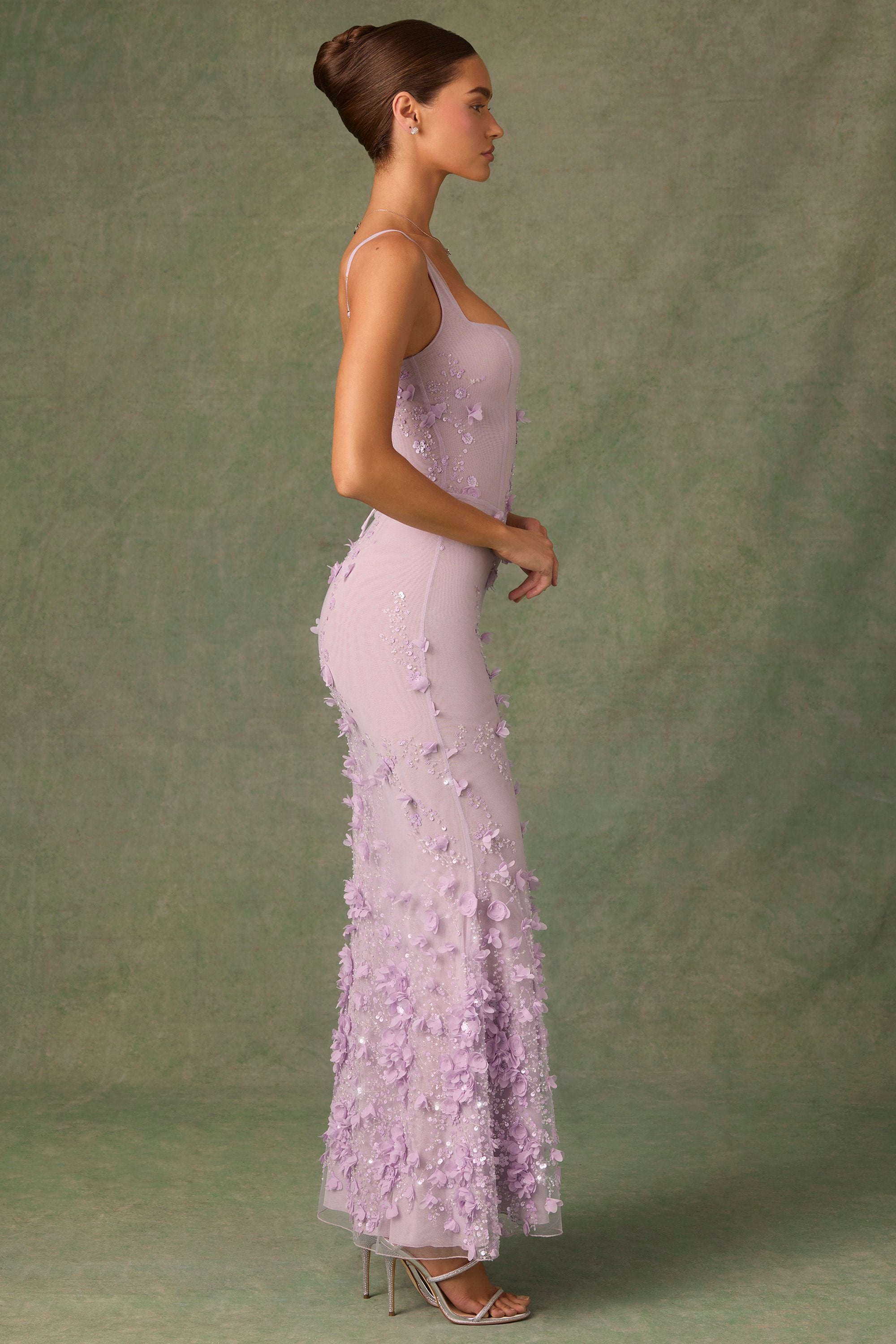 Vasanta Embellished Fishtail Corset Gown in Lilac - Image 3