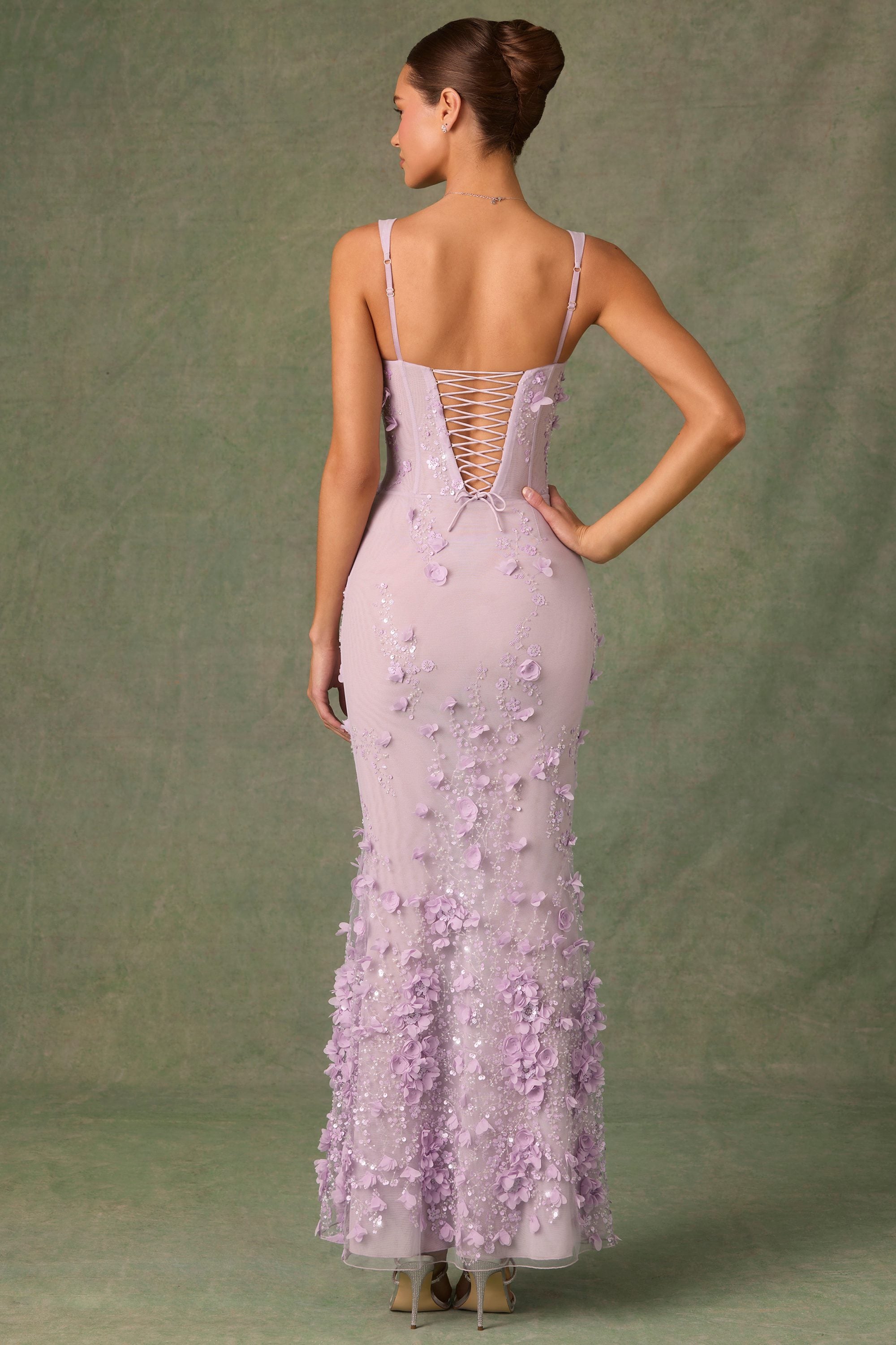 Vasanta Embellished Fishtail Corset Gown in Lilac - Image 7