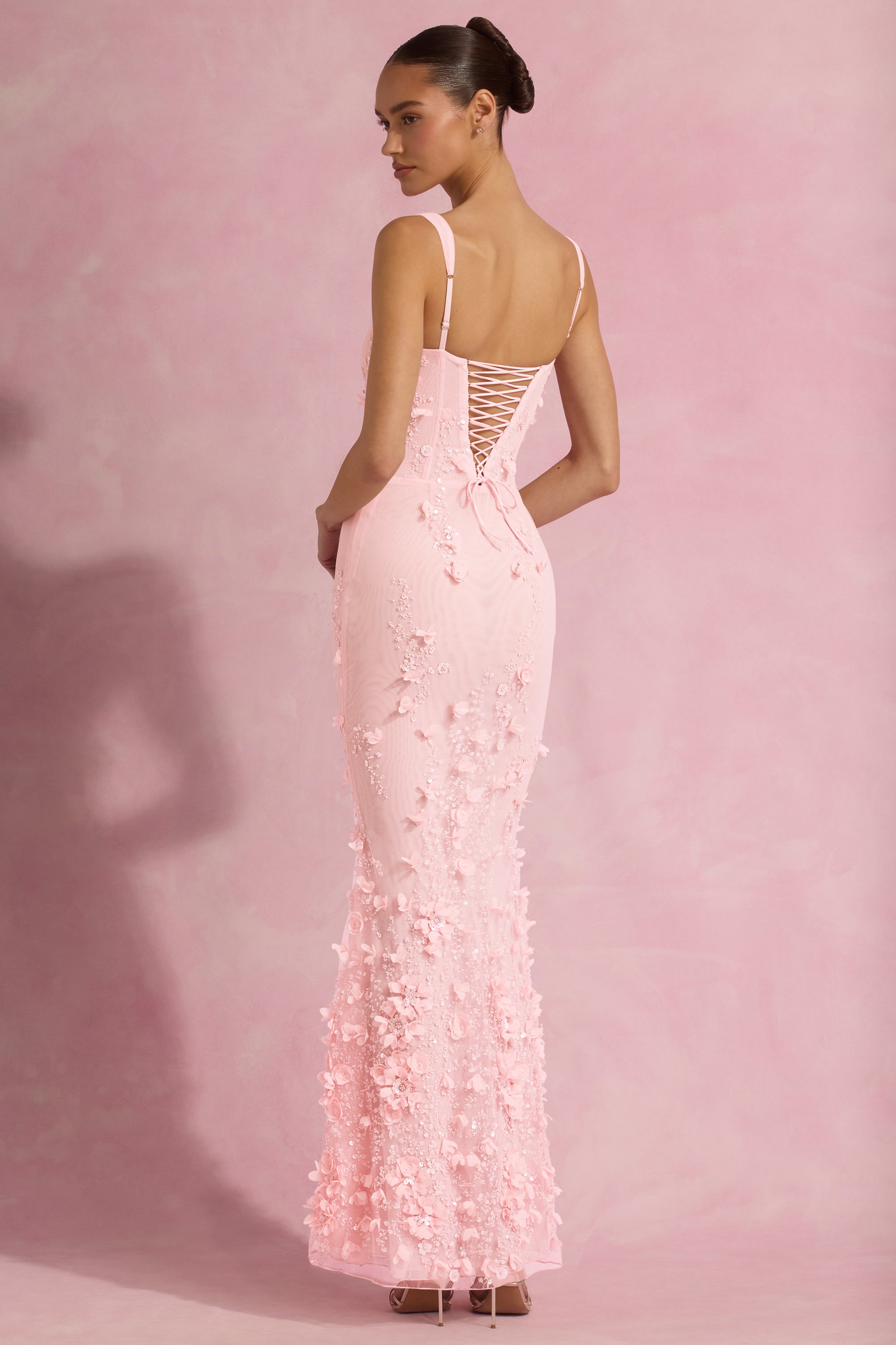 Vasanta Embellished Fishtail Corset Gown in Pink - Image 6