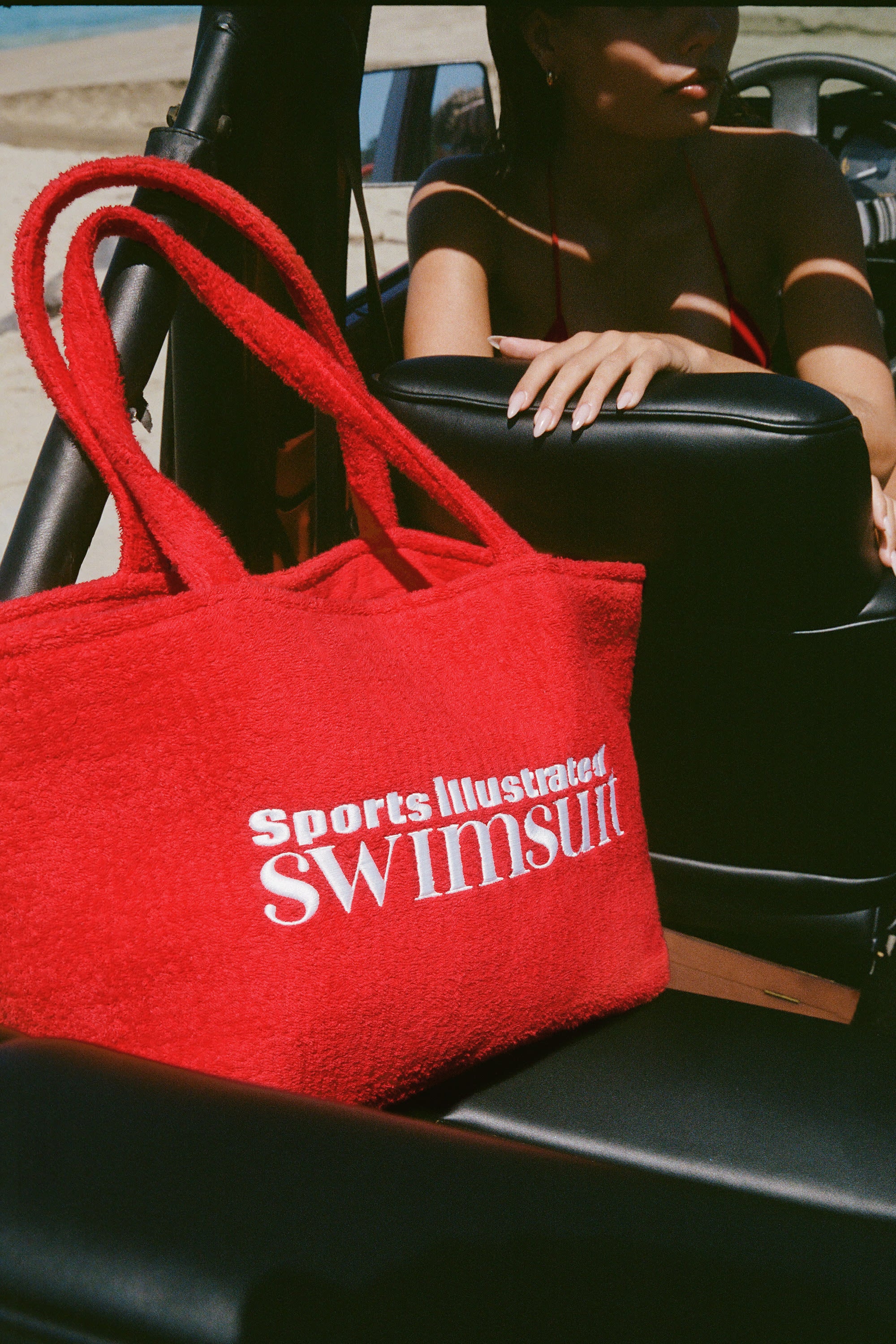 Velika Towelling Tote Bag in Fiery Red