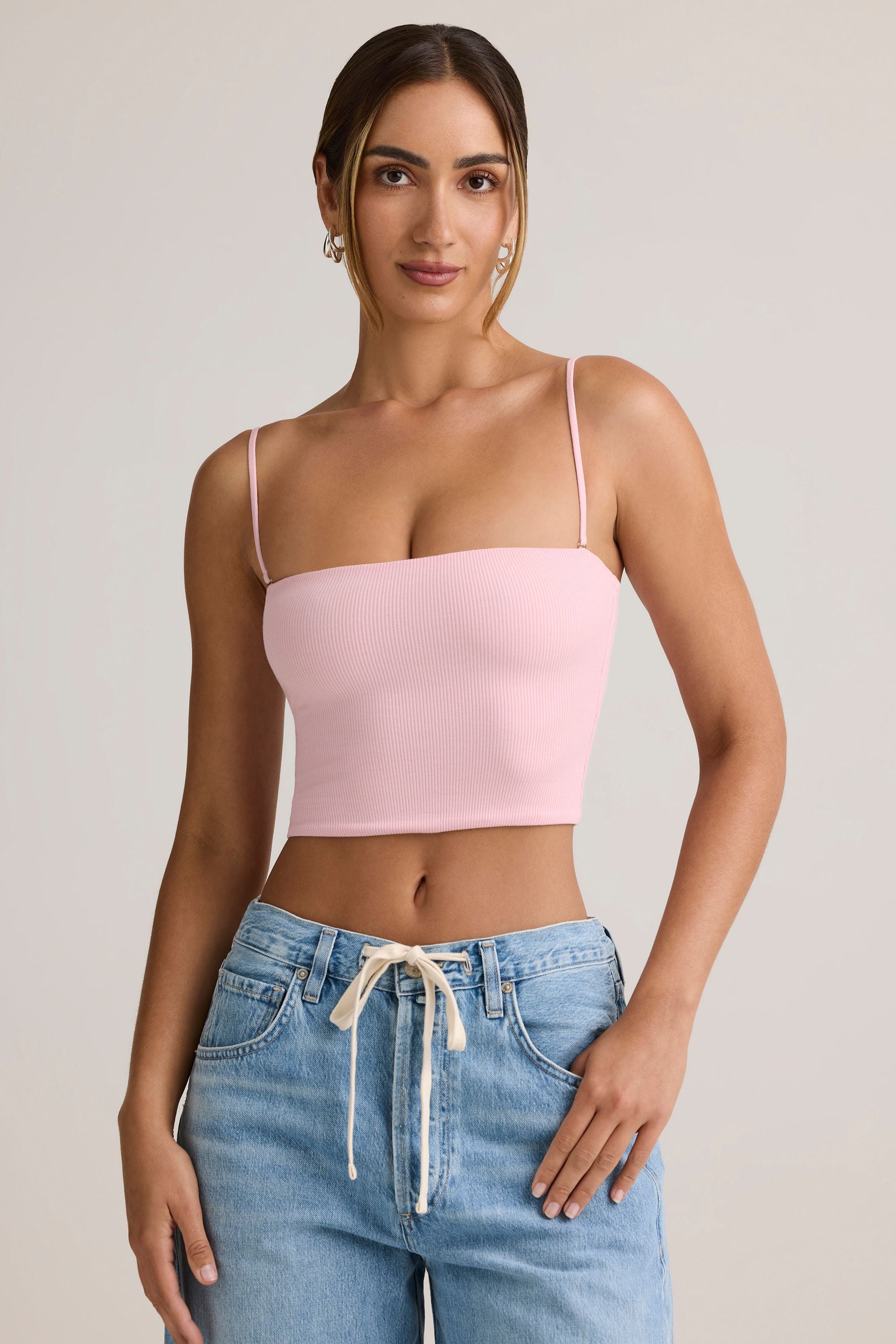 Verna Modal Strapless Crop Top in Baby Pink - Image 6