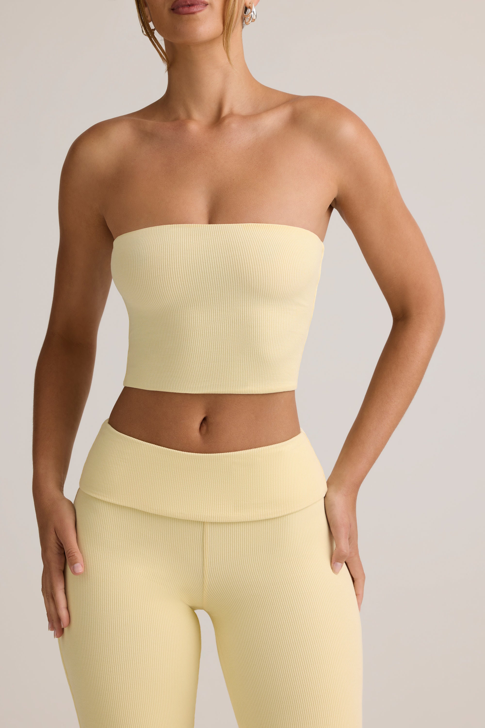 Verna Modal Strapless Crop Top in Buttercream Yellow - Image 2
