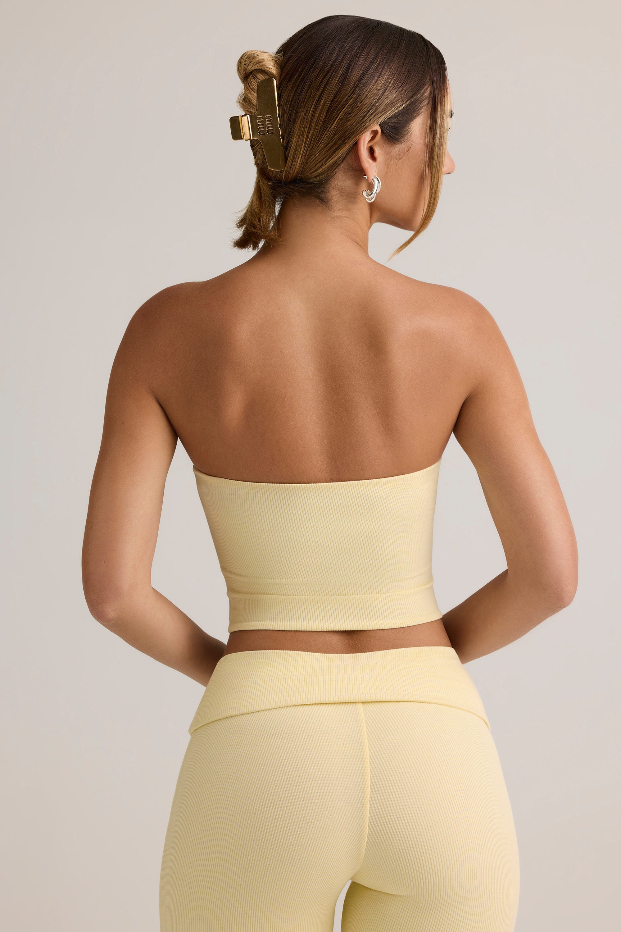 Verna Modal Strapless Crop Top in Buttercream Yellow - Image 3
