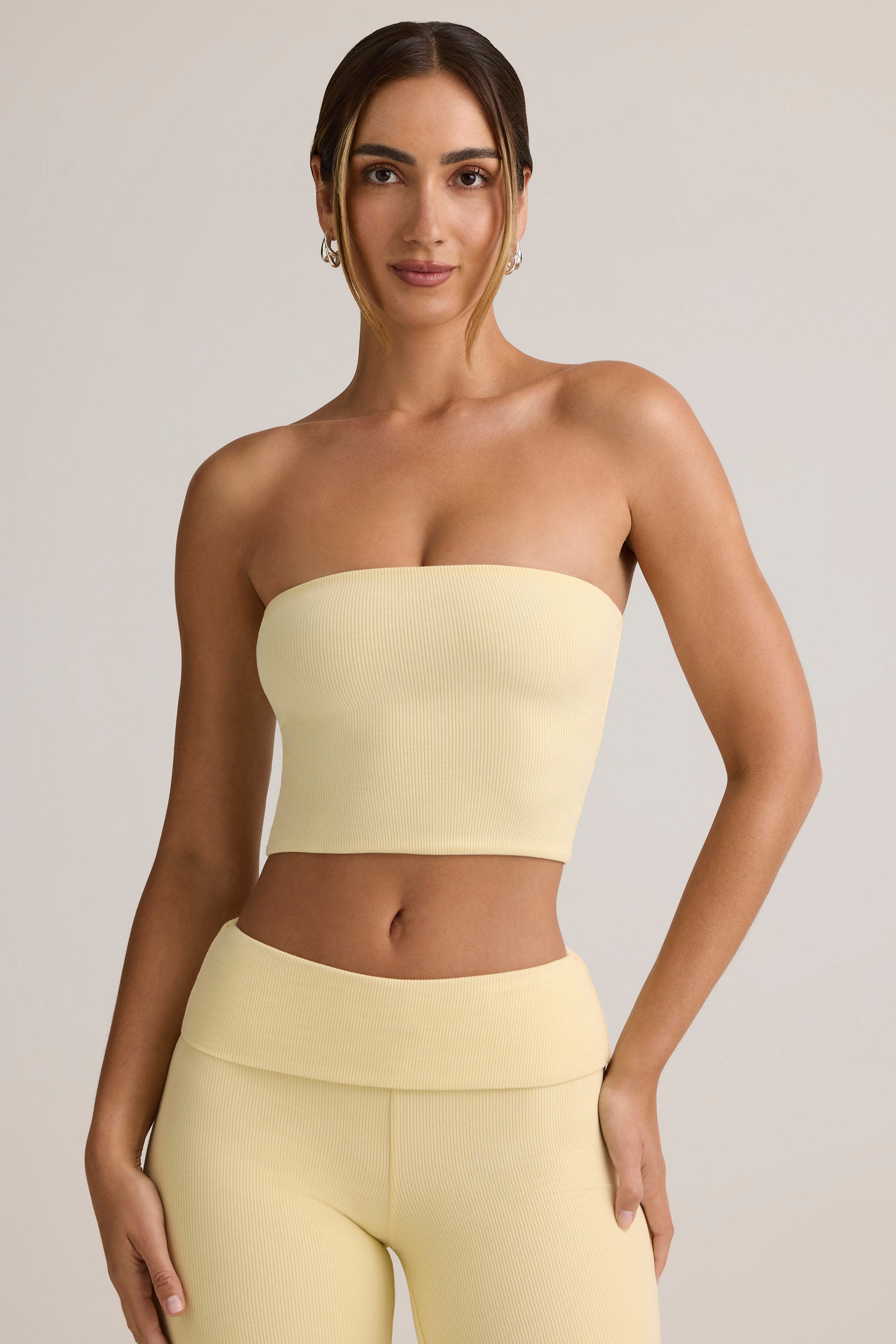 Verna Modal Strapless Crop Top in Buttercream Yellow - Image 5