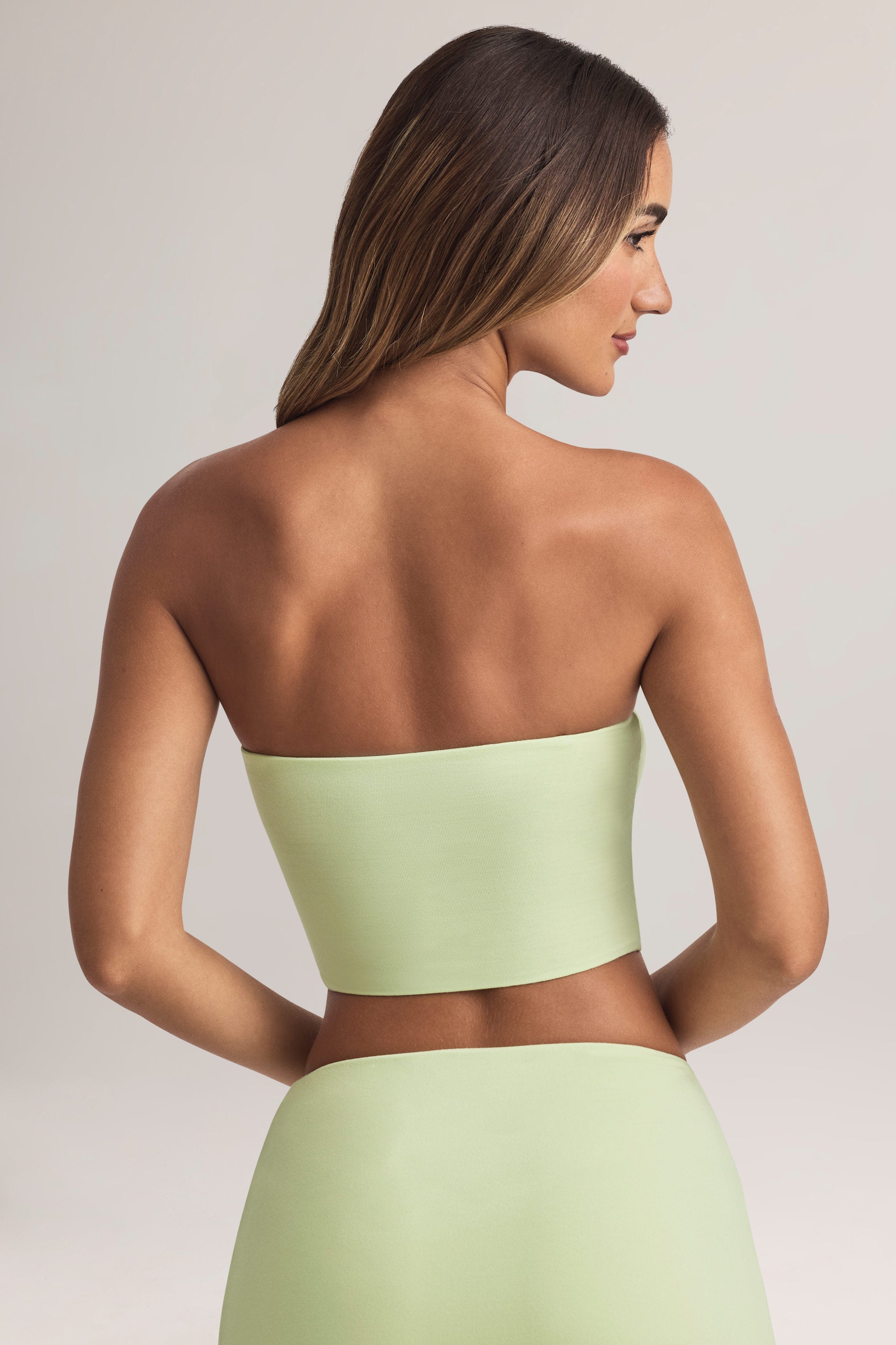 Verna Modal Strapless Crop Top in Sage Green - Image 2