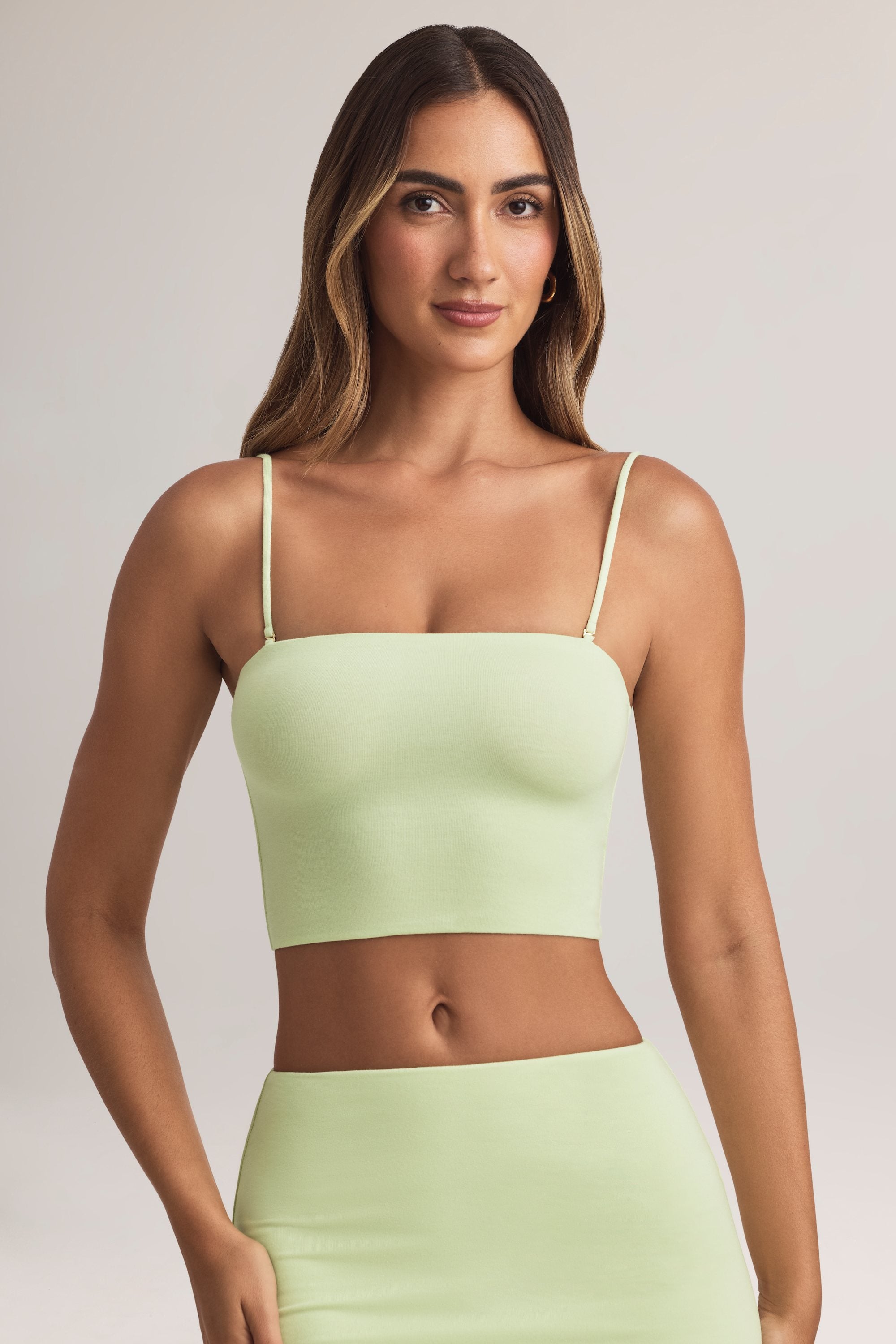 Verna Modal Strapless Crop Top in Sage Green - Image 5