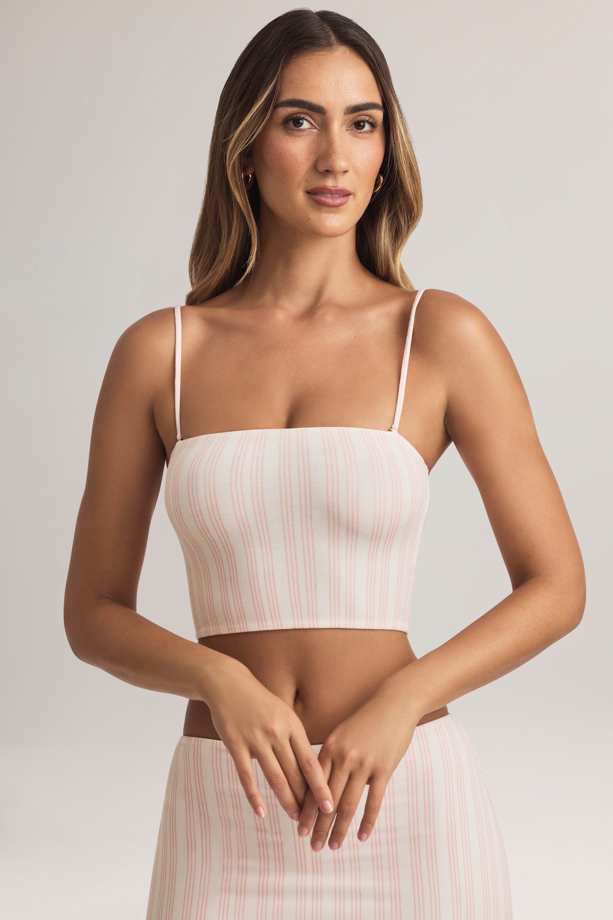 Verna Modal Strapless Crop Top in Stripe Print - Image 5