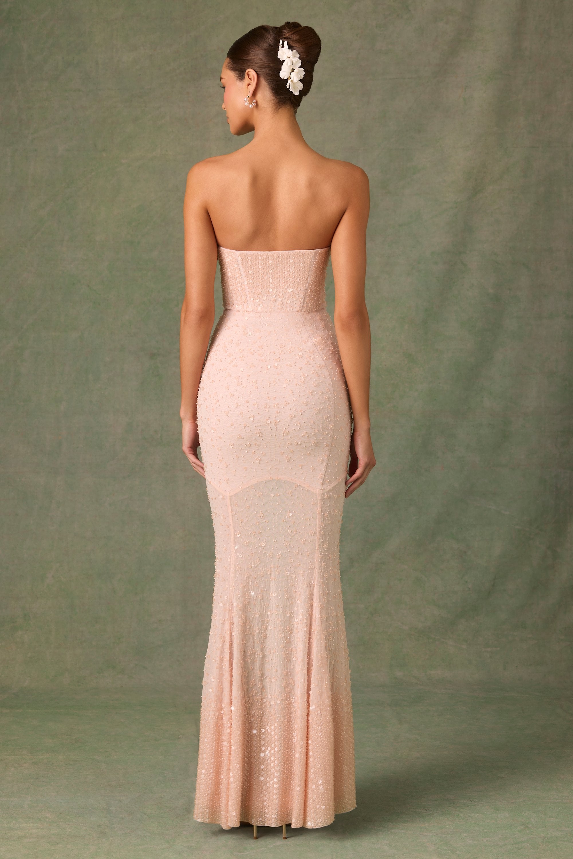 Vesna Embellished Sweetheart-Neck Fishtail Gown in Dusty Rose - Image 2