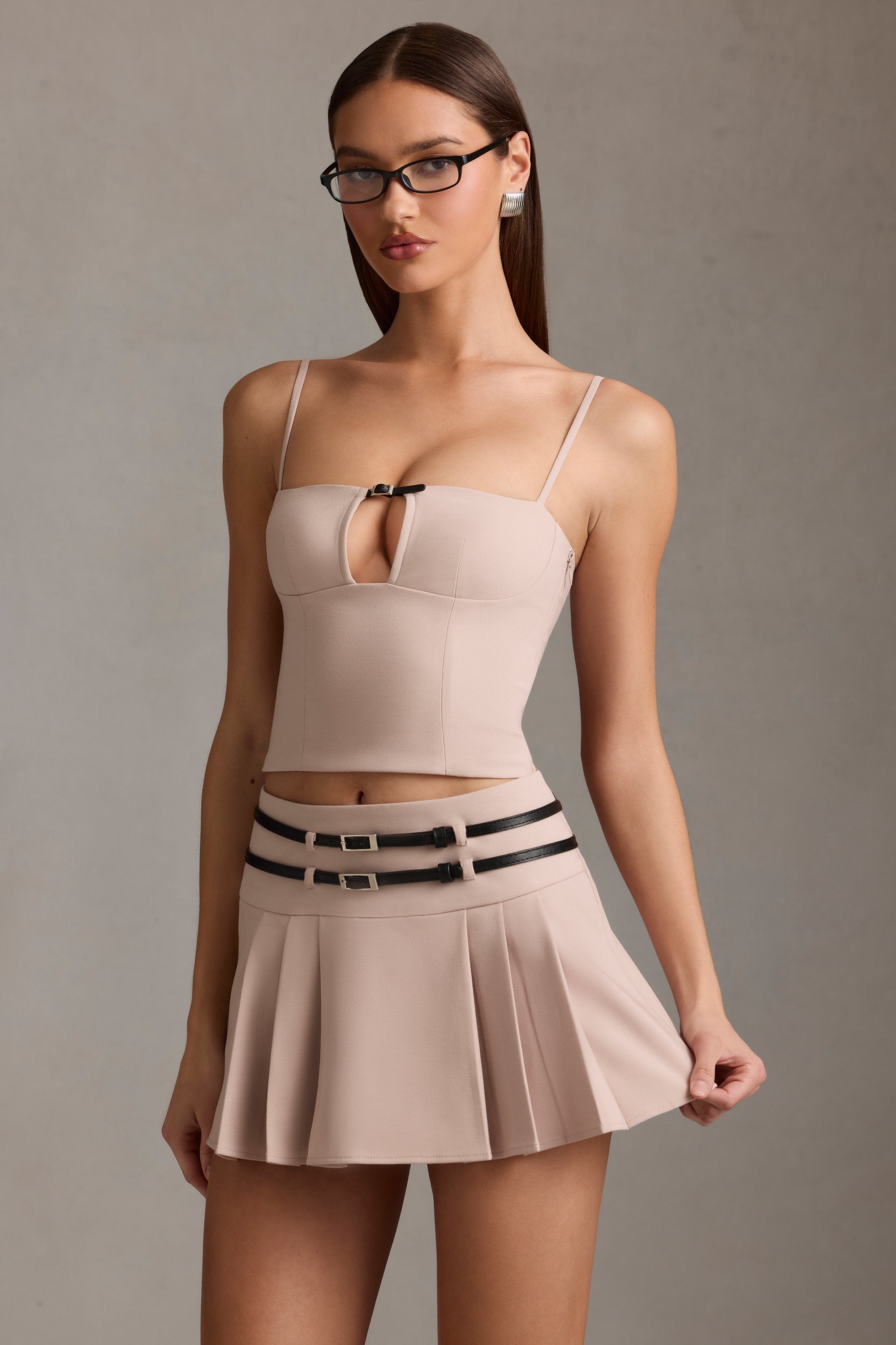 Vivia Cut-Top Camisole Top in Mushroom - Image 8
