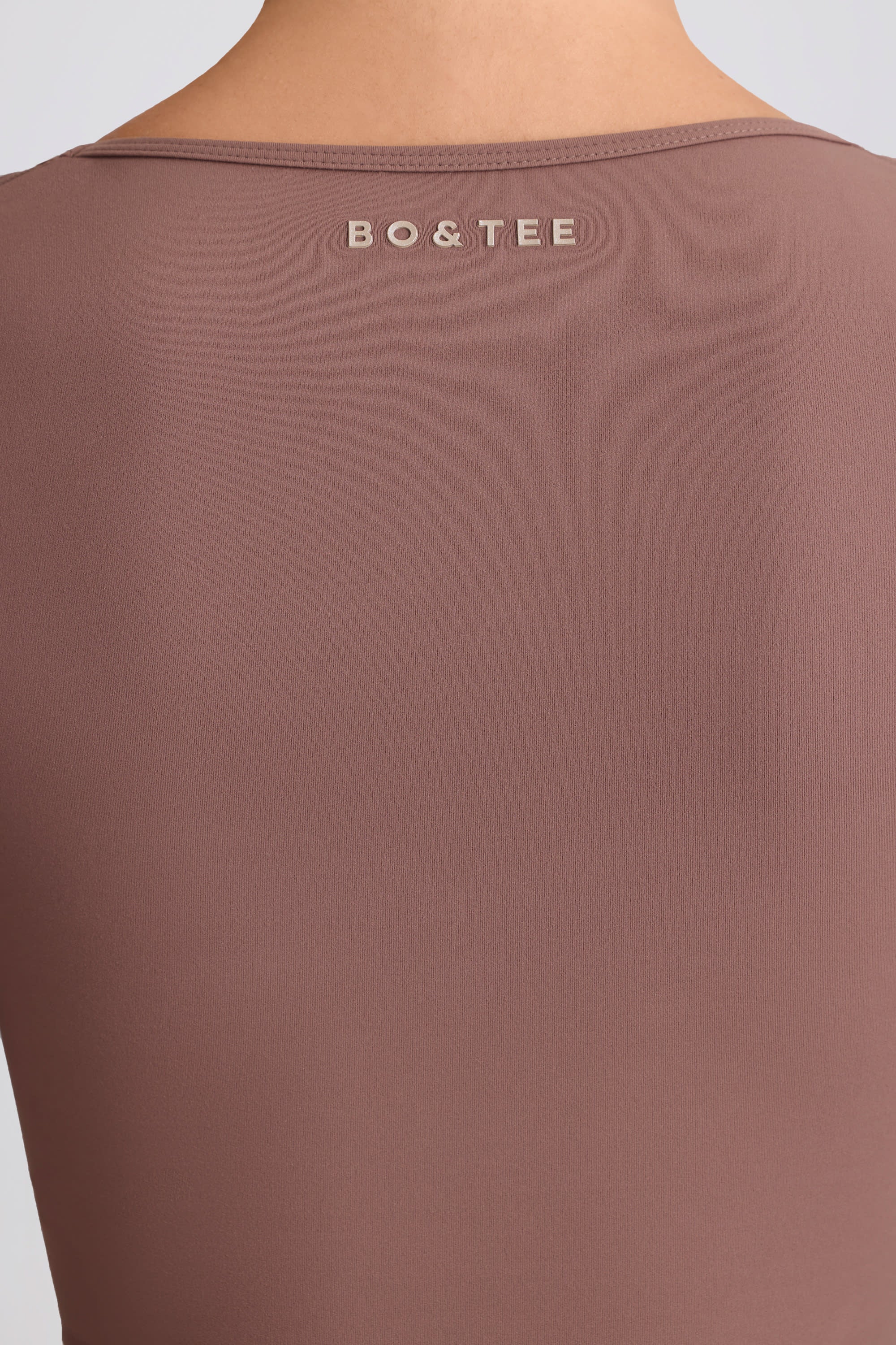 Soft Active Sweetheart-Neck Crop Top in Mocha - Image 5