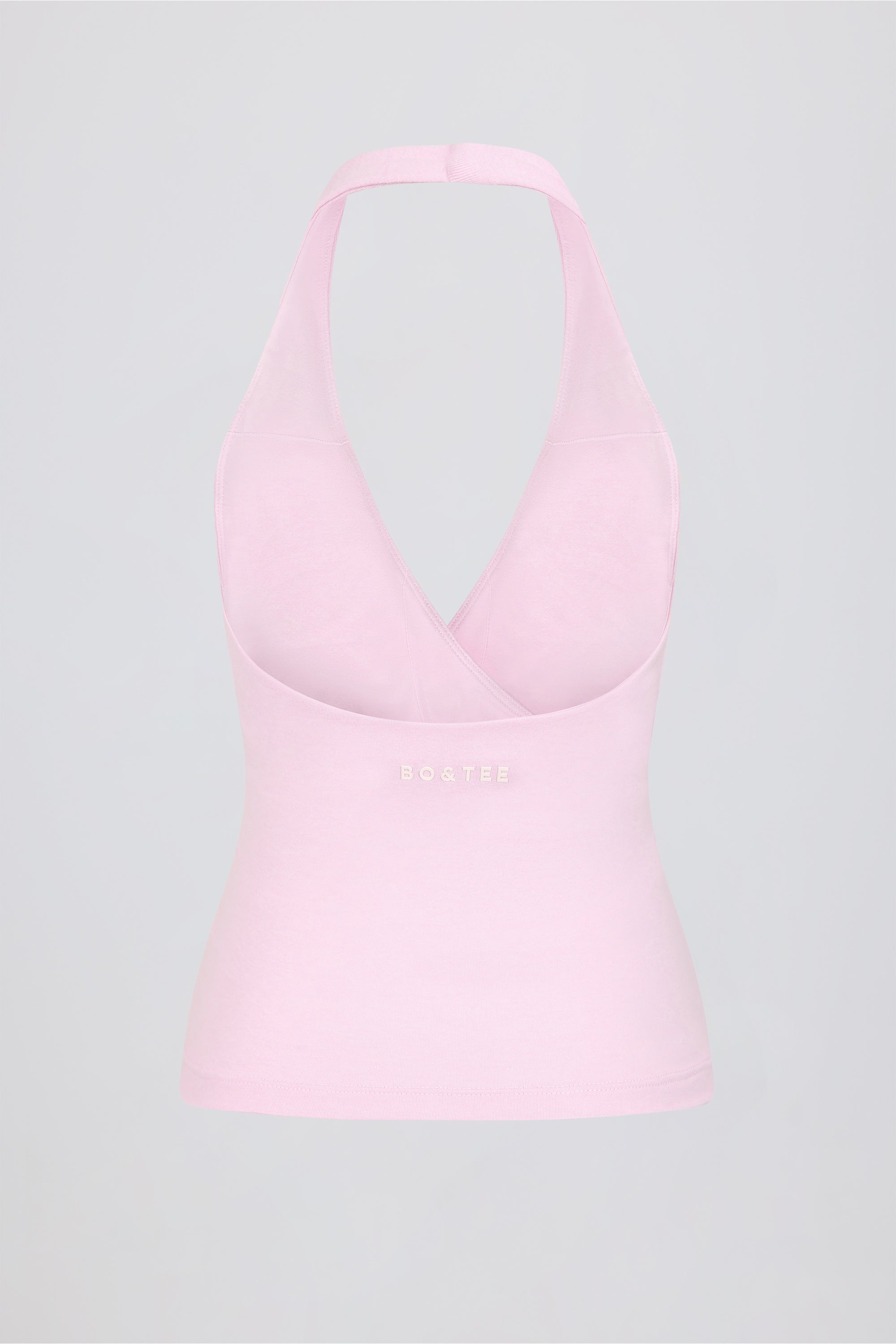 Wrap Halterneck Tank Top in Pale Pink Marl - Image 6