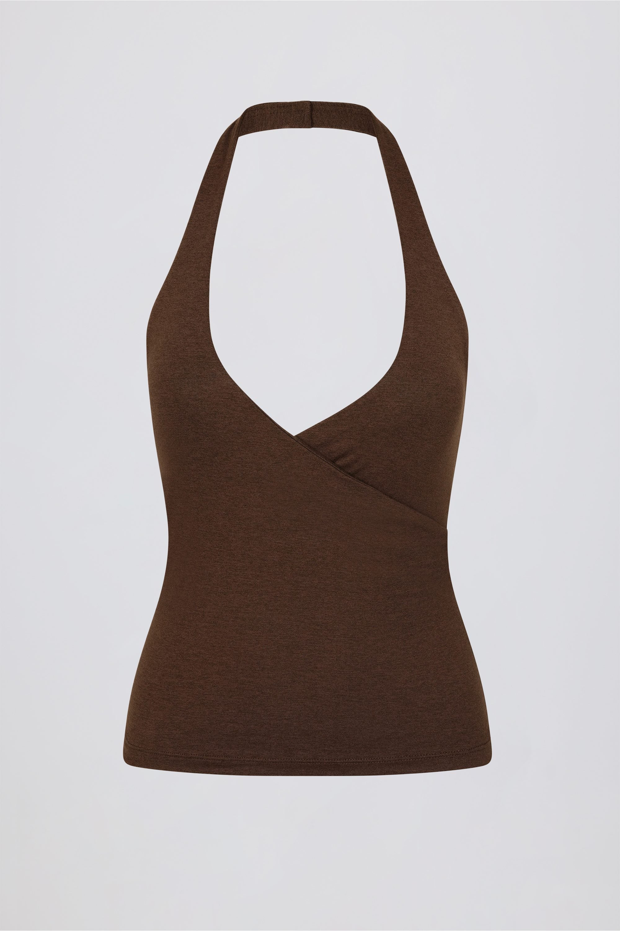 Wrap Halterneck Tank Top in Pecan Marl - Image 6