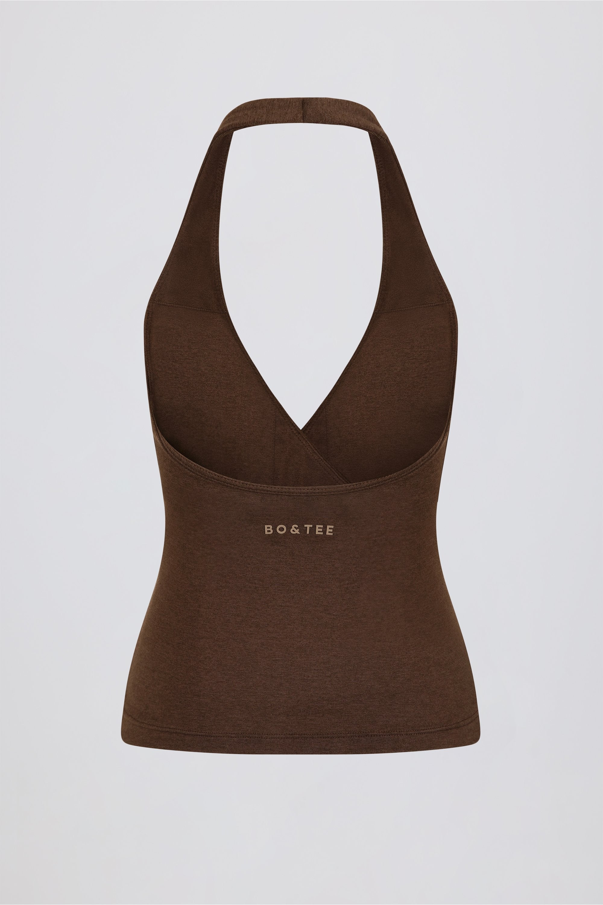 Wrap Halterneck Tank Top in Pecan Marl - Image 7