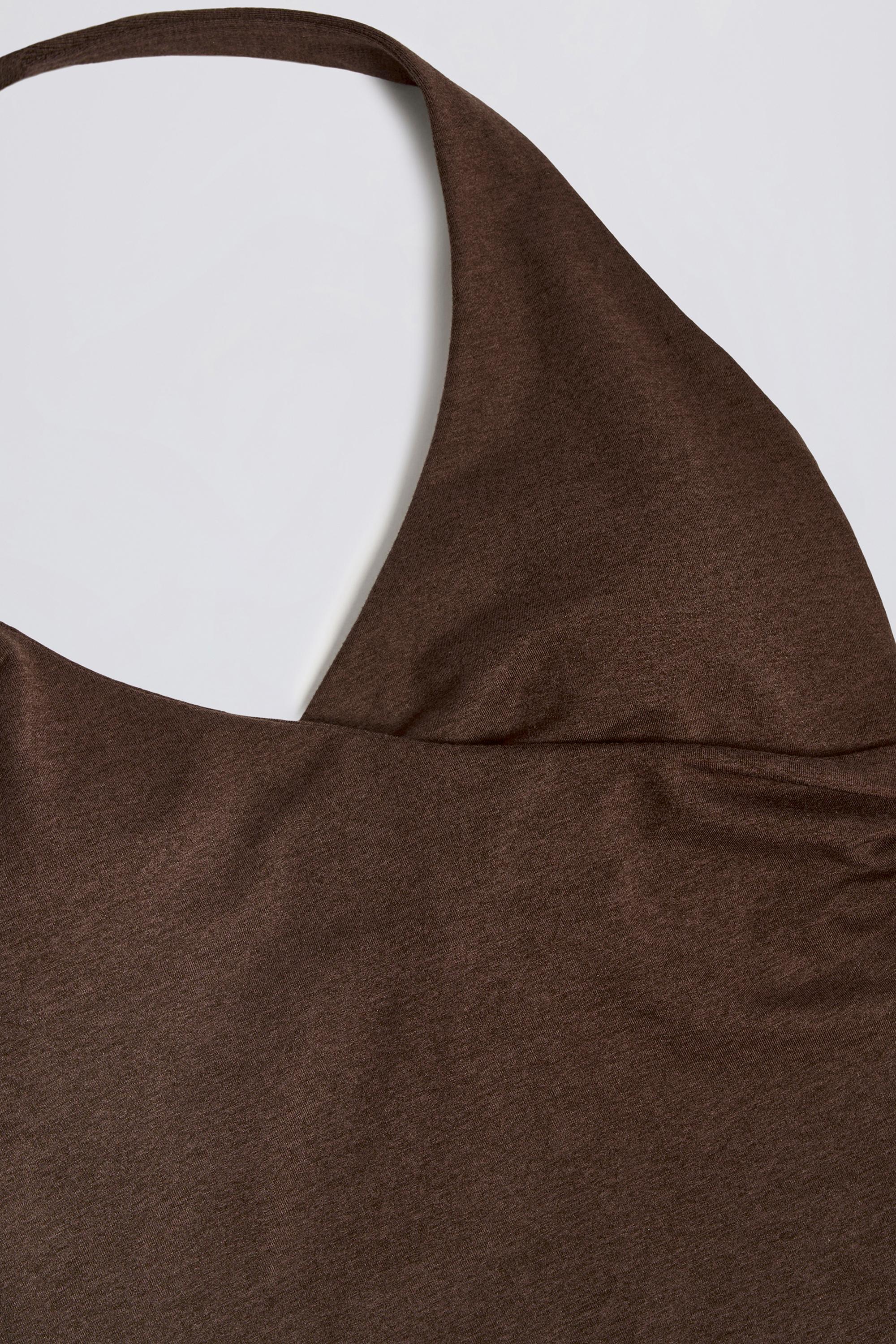 Wrap Halterneck Tank Top in Pecan Marl - Image 8