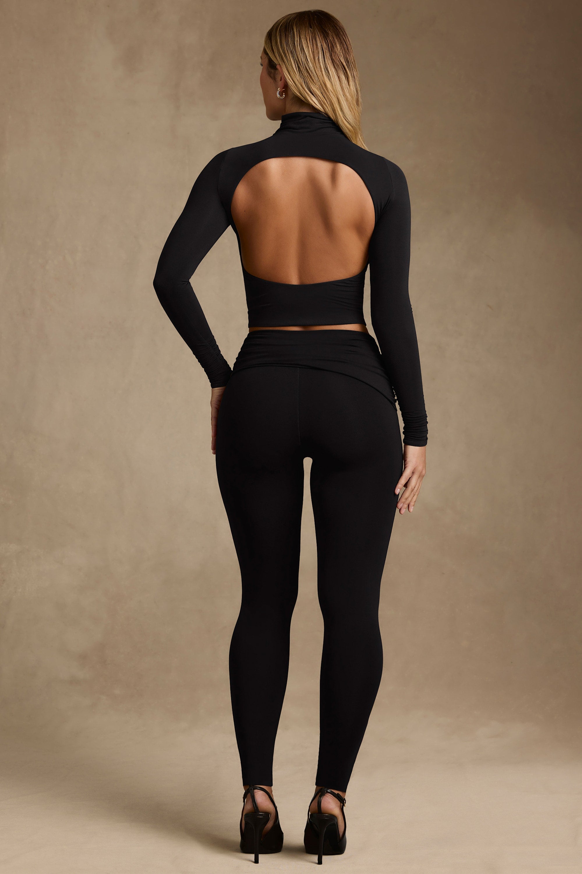 Yuka Modal Ruched Mid-Rise Leggings in Black - Image 6