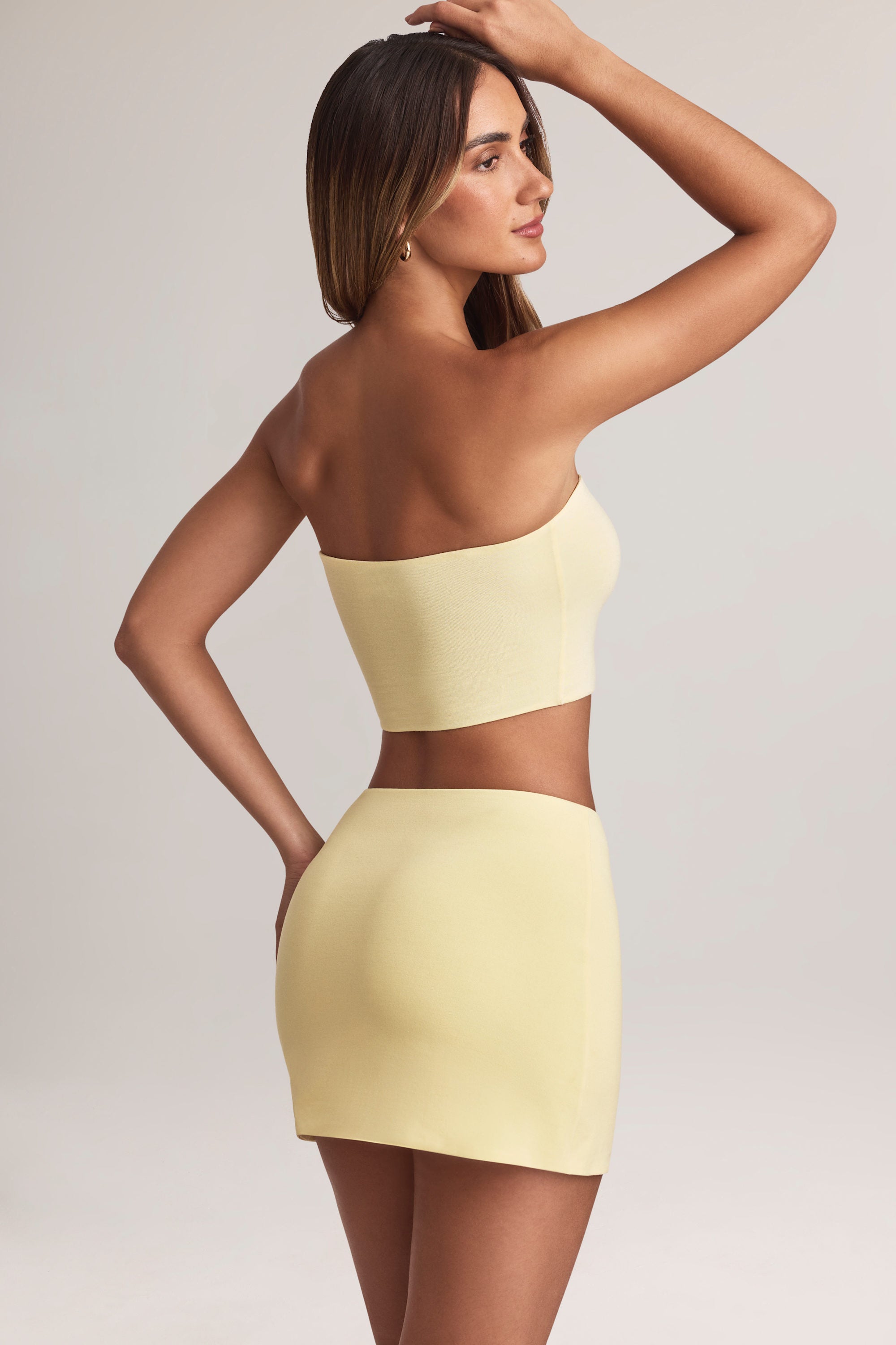 Zuri Modal Mid-Rise A-Line Mini Skirt in Lemon Sherbet - Image 2