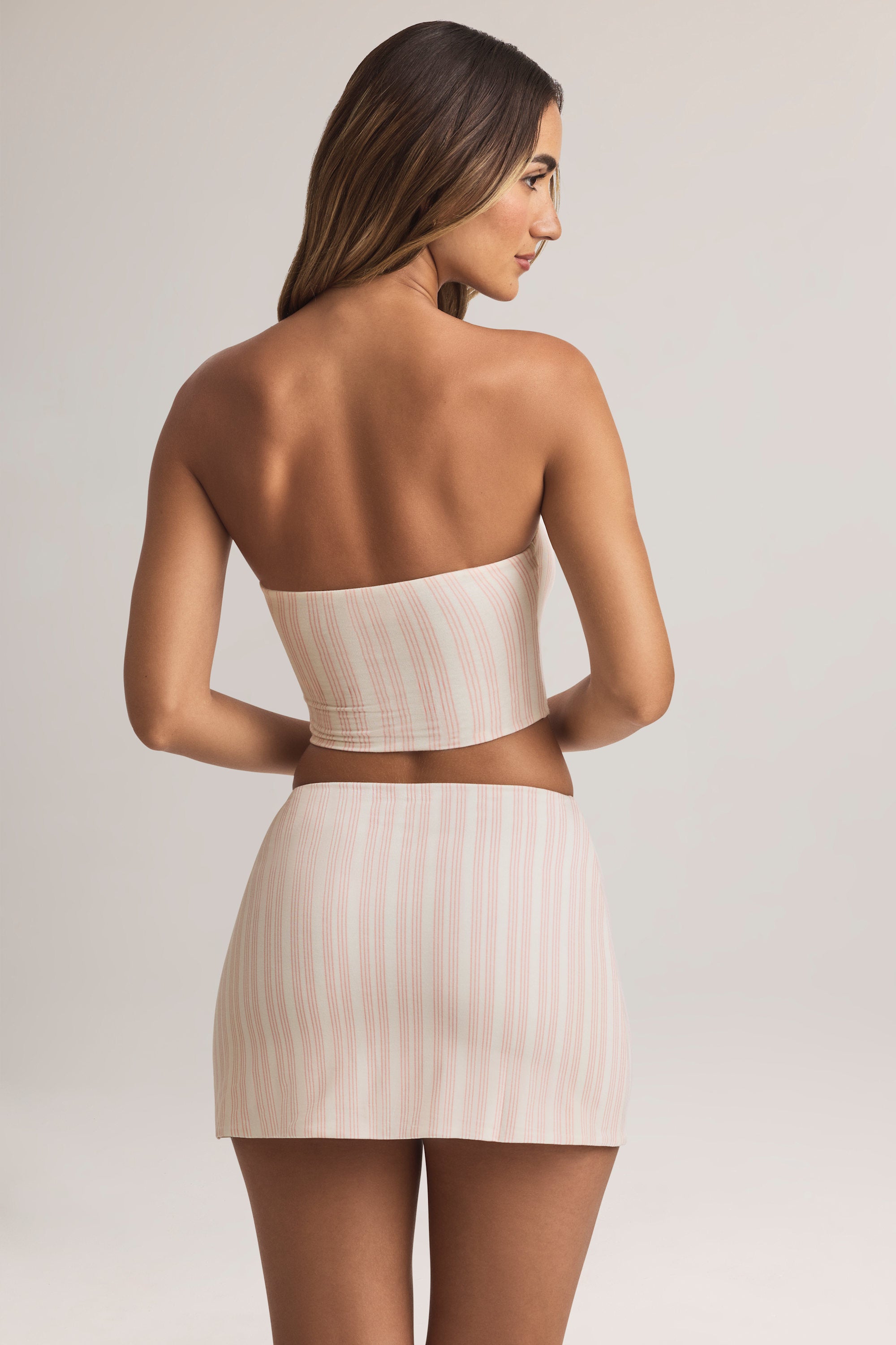 Zuri Mid-Rise A-Line Mini Skirt in Stripe Print - Image 3