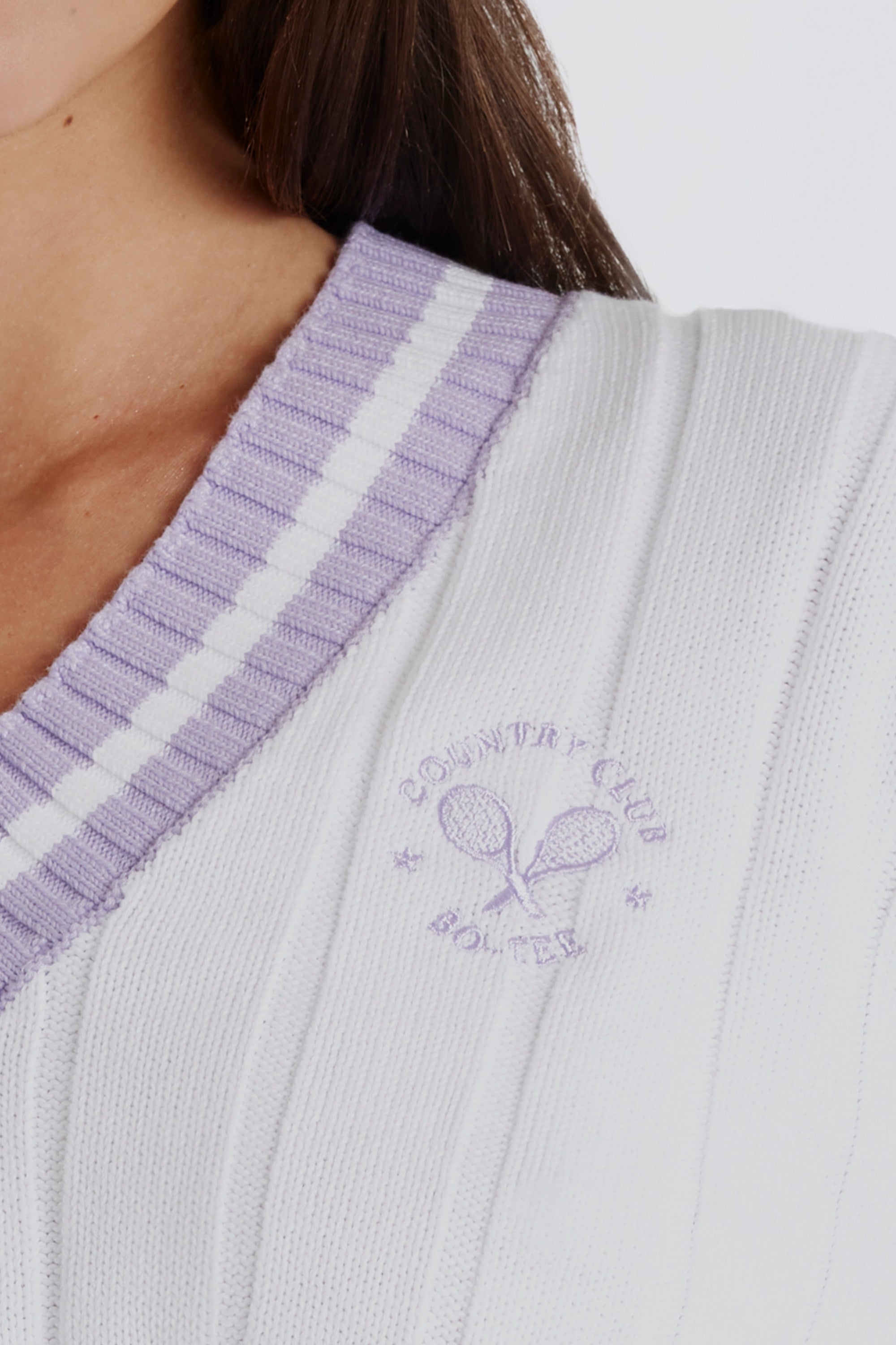 Cropped Knit Jumper in Lilac Ivory - Image 6