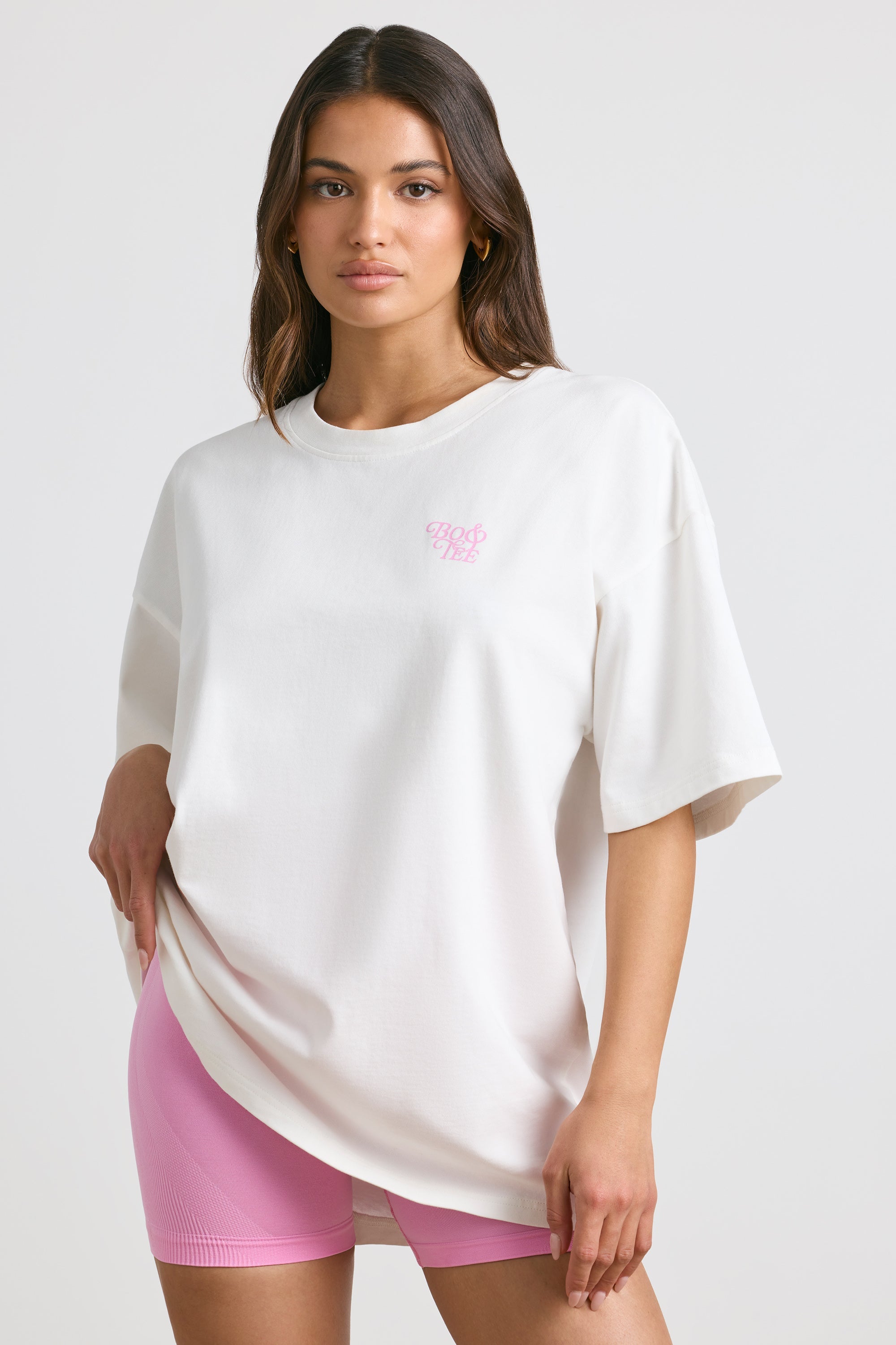Angel Energy Oversized Short-Sleeve T-shirt in White - Image 2
