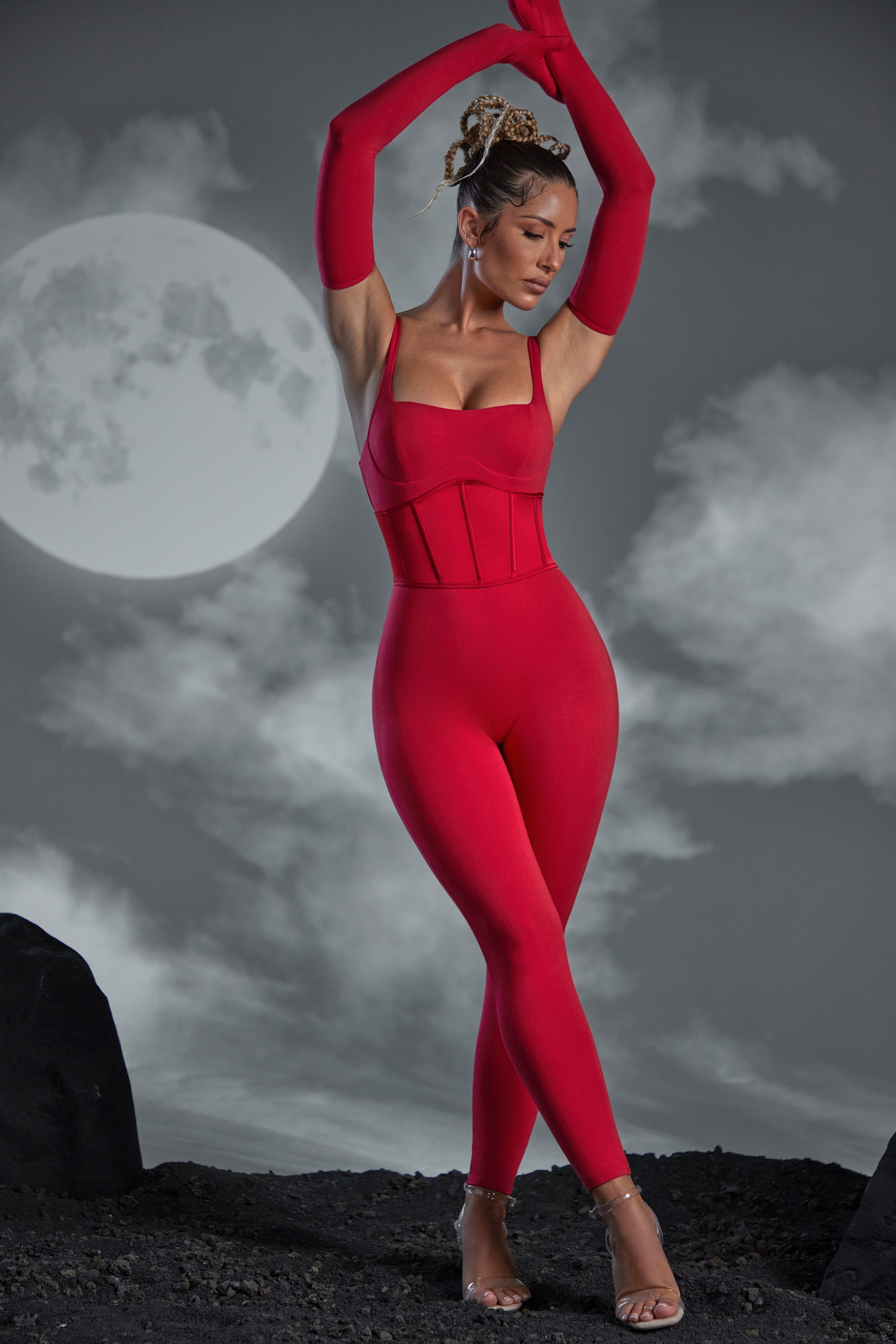 Nisha Waist Cincher Corset in Red - Image 6