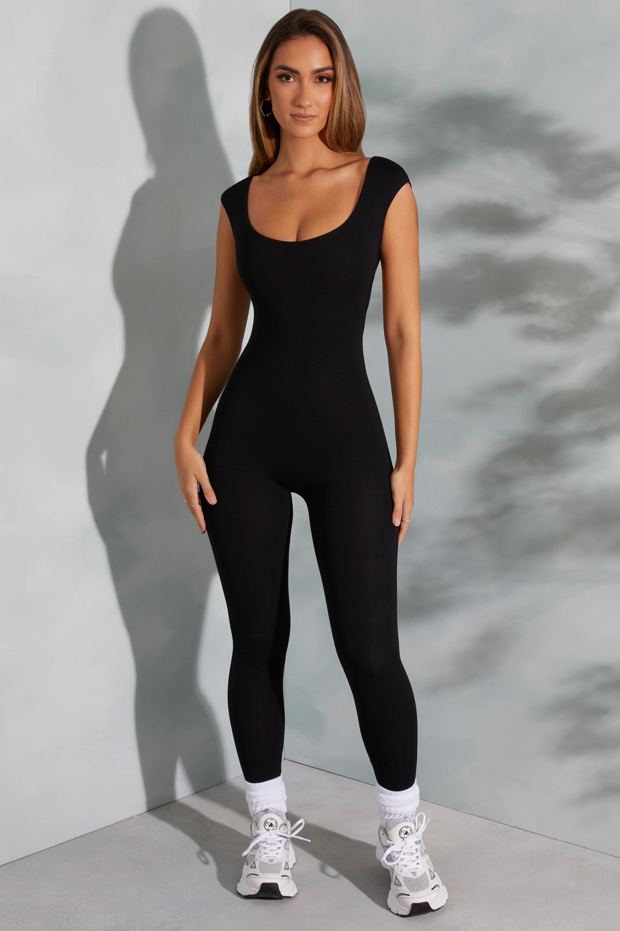 Sabrina Open Back Scoop Neck Jumpsuit in Black - Image 9