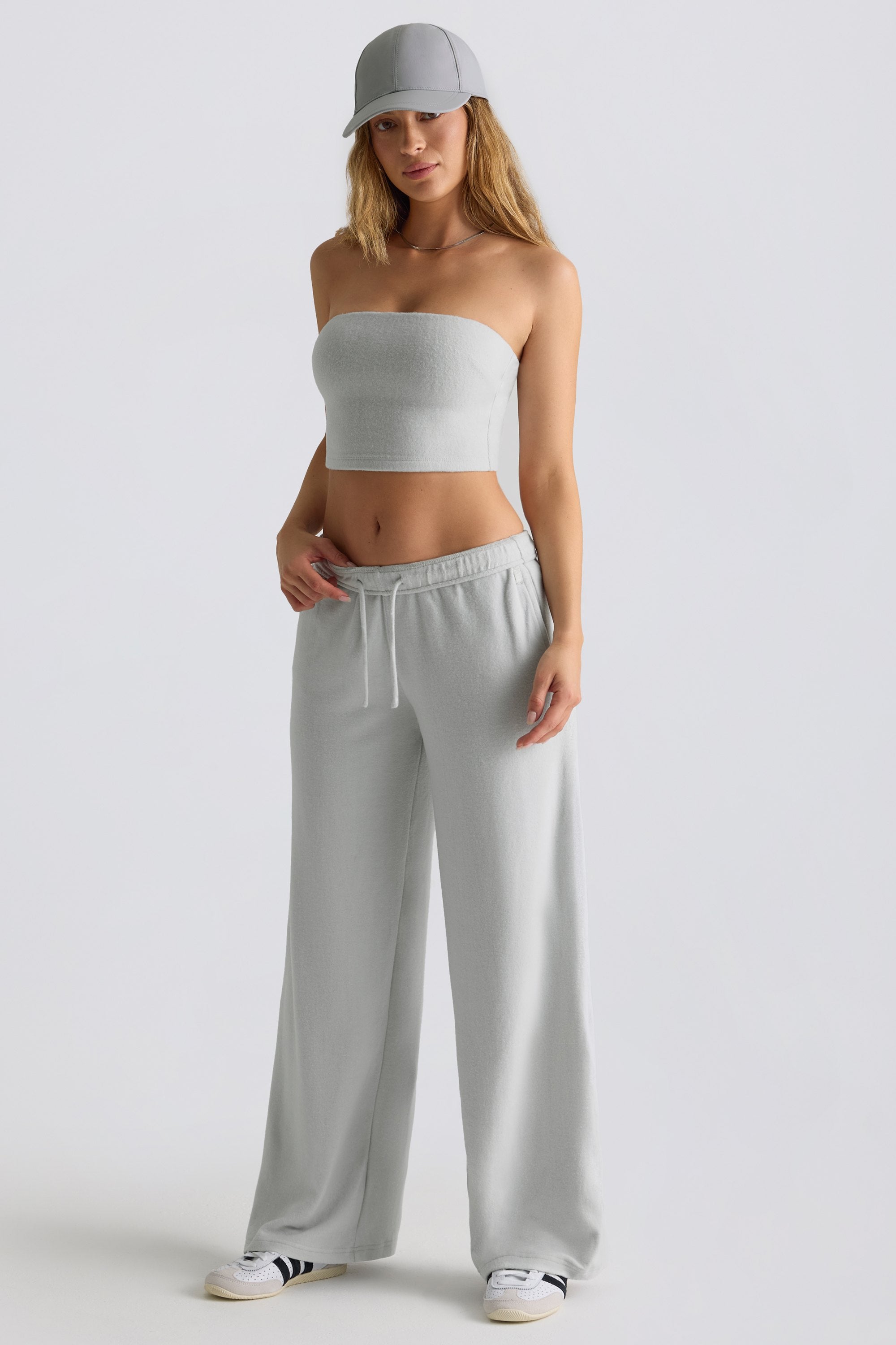Petite Brushed Jersey Wide-Leg Joggers in Fog Grey - Image 3