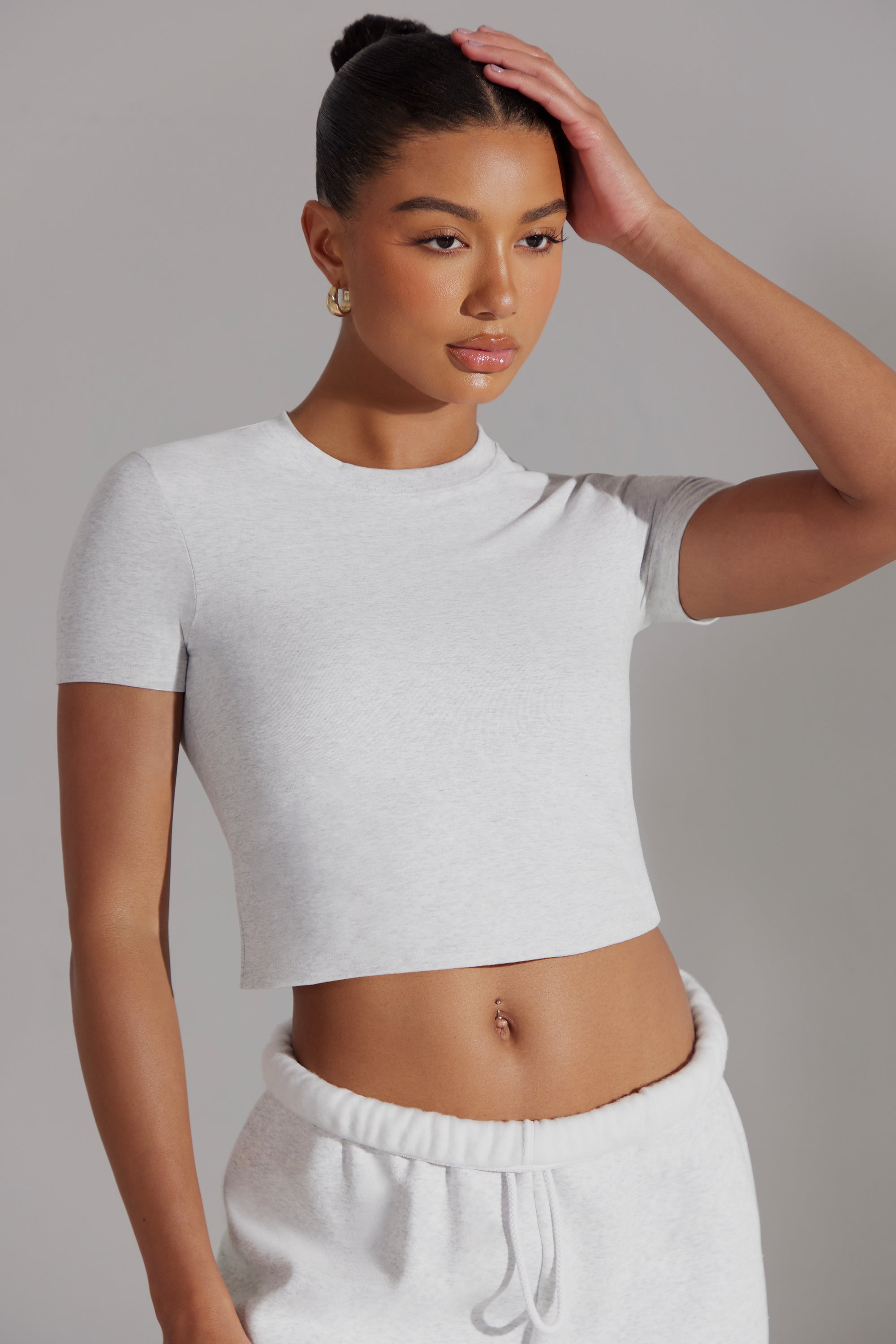 Essence Cap Sleeve Baby Tee in Heather Grey - Image 3