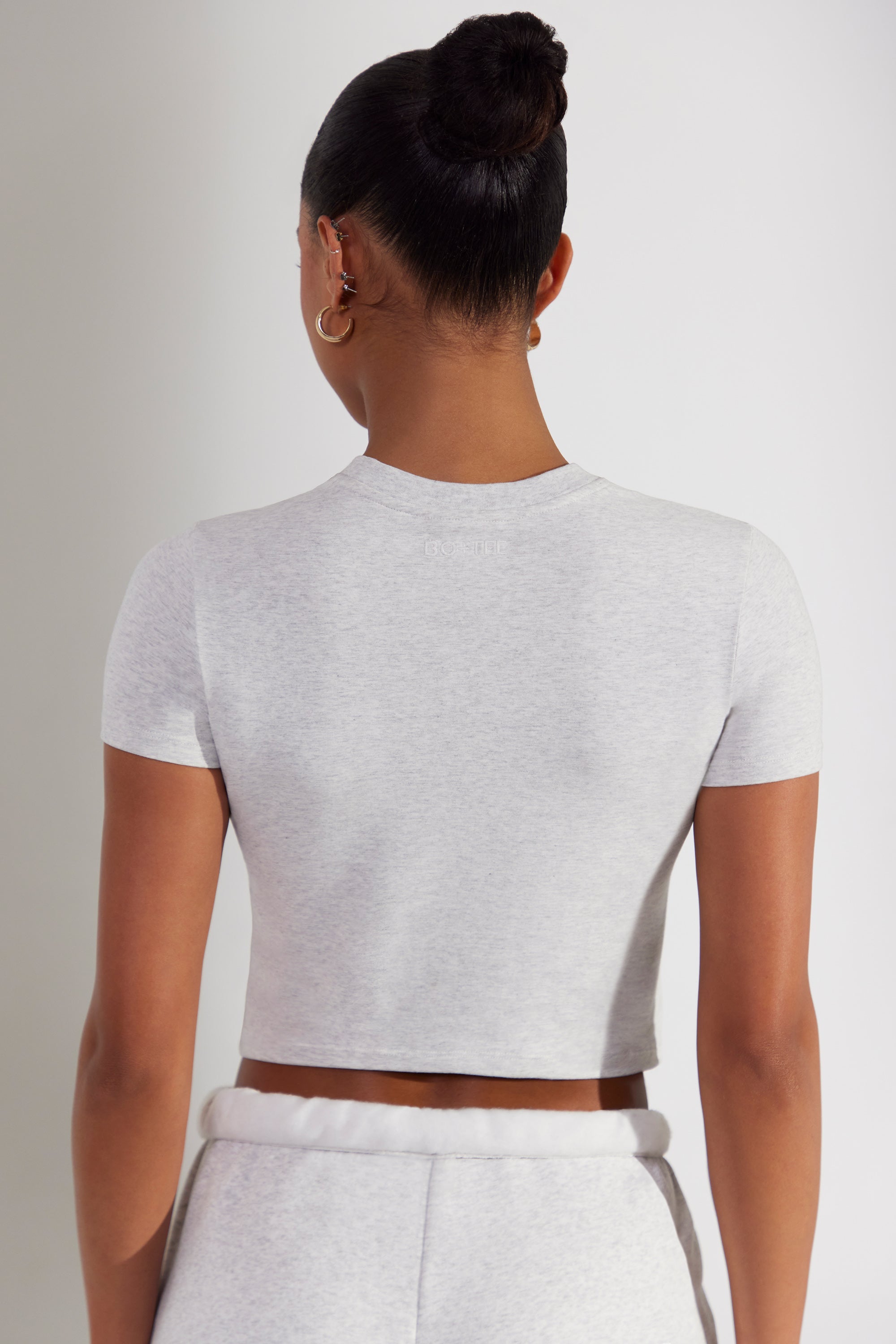 Essence Cap Sleeve Baby Tee in Heather Grey - Image 2
