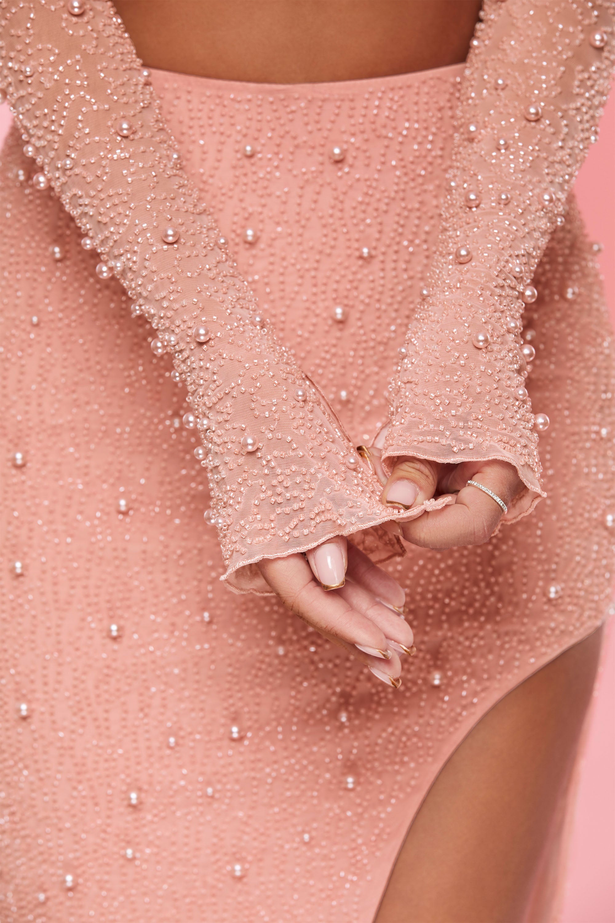 Bordeaux Embellished Maxi Skirt in Rose - Image 6