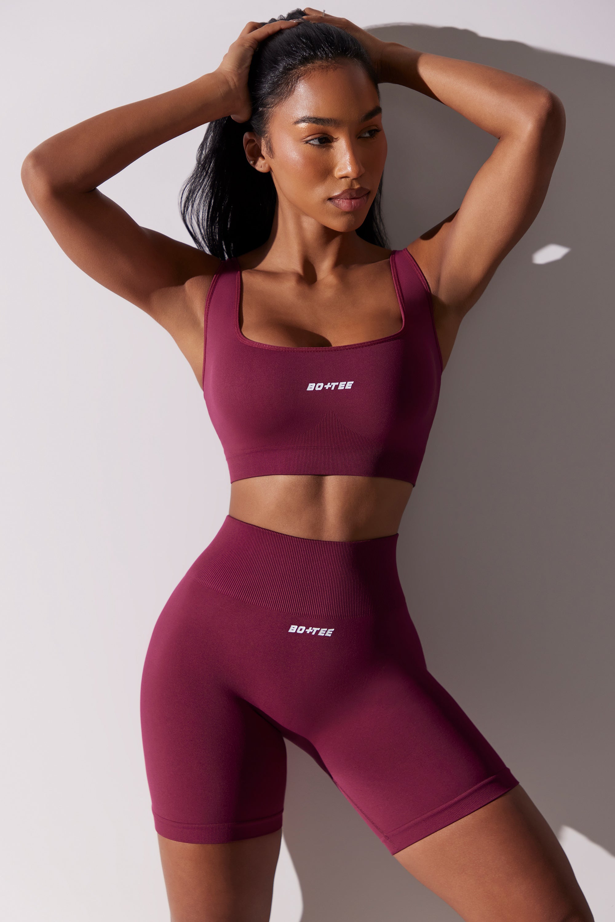 Zealous High Waist Biker Shorts in Plum