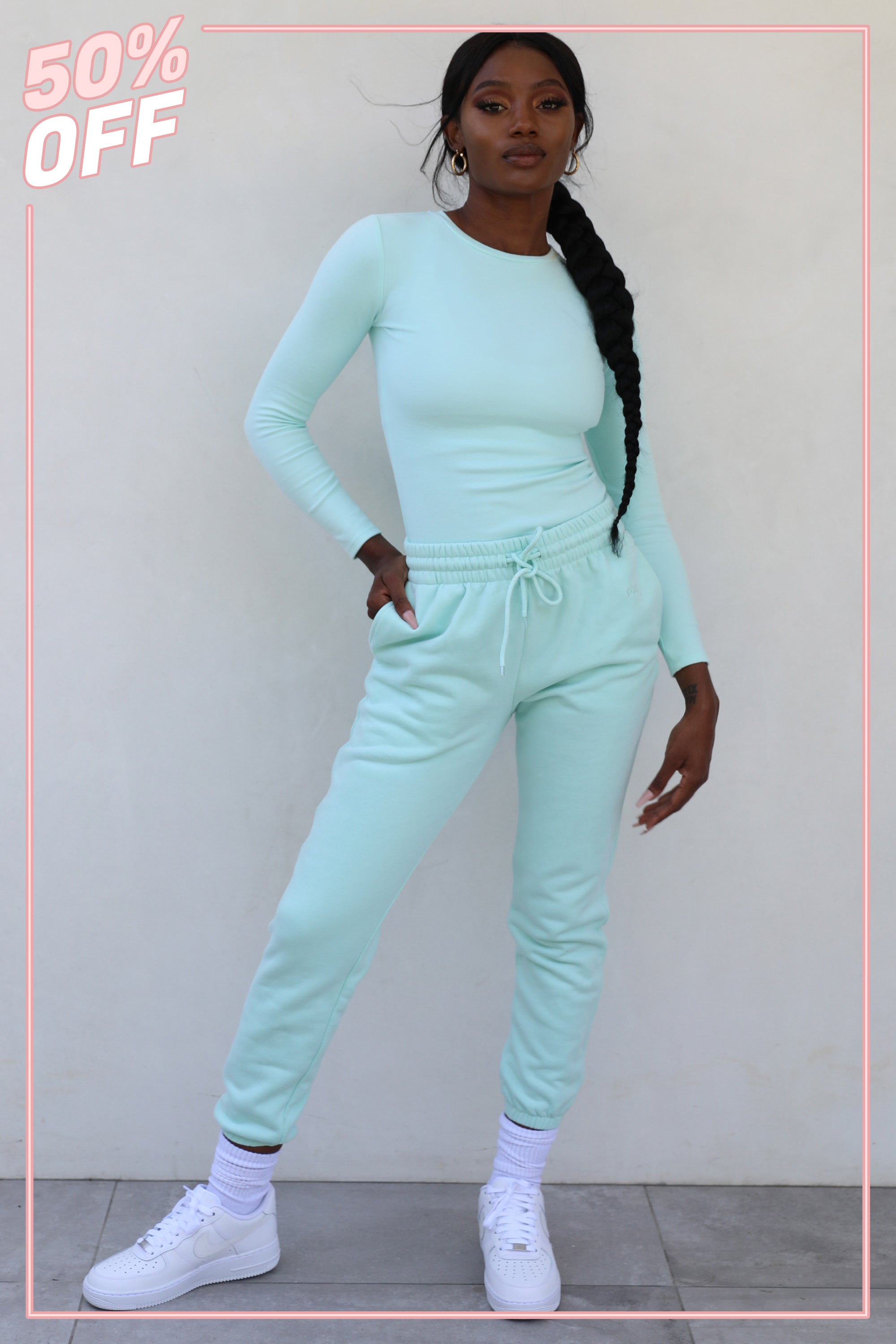 Petite Classic Joggers in Mint - Image 6