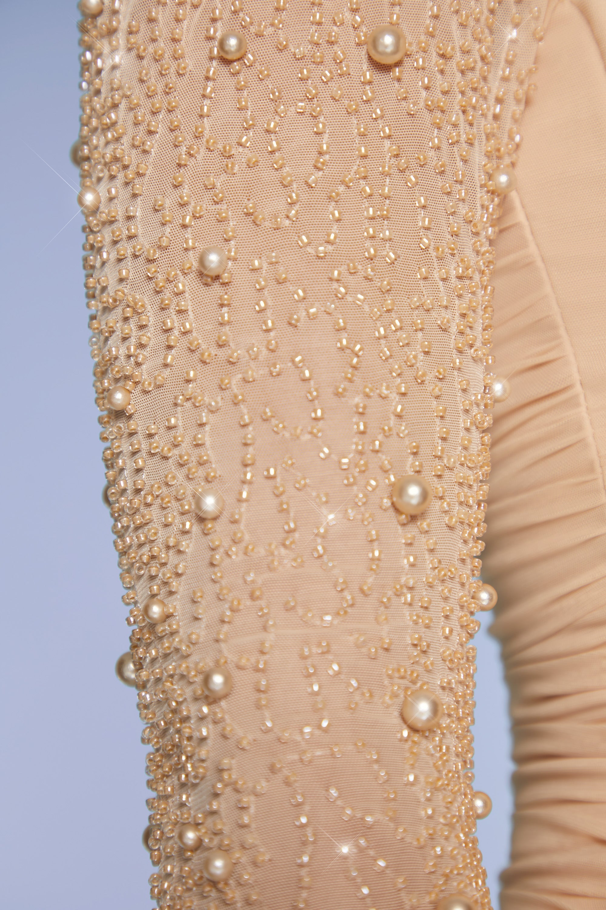 St. Germain Embellished Long Sleeve Mini Dress in Sand - Image 4