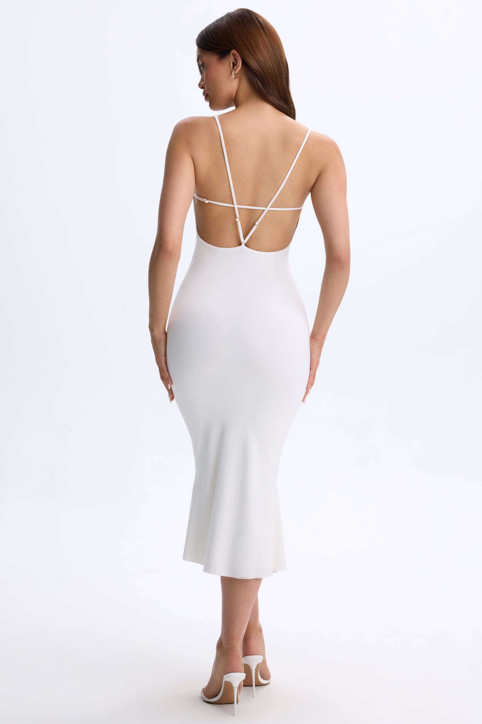 Plunge Open-Back Midaxi Dress in White - Image 2