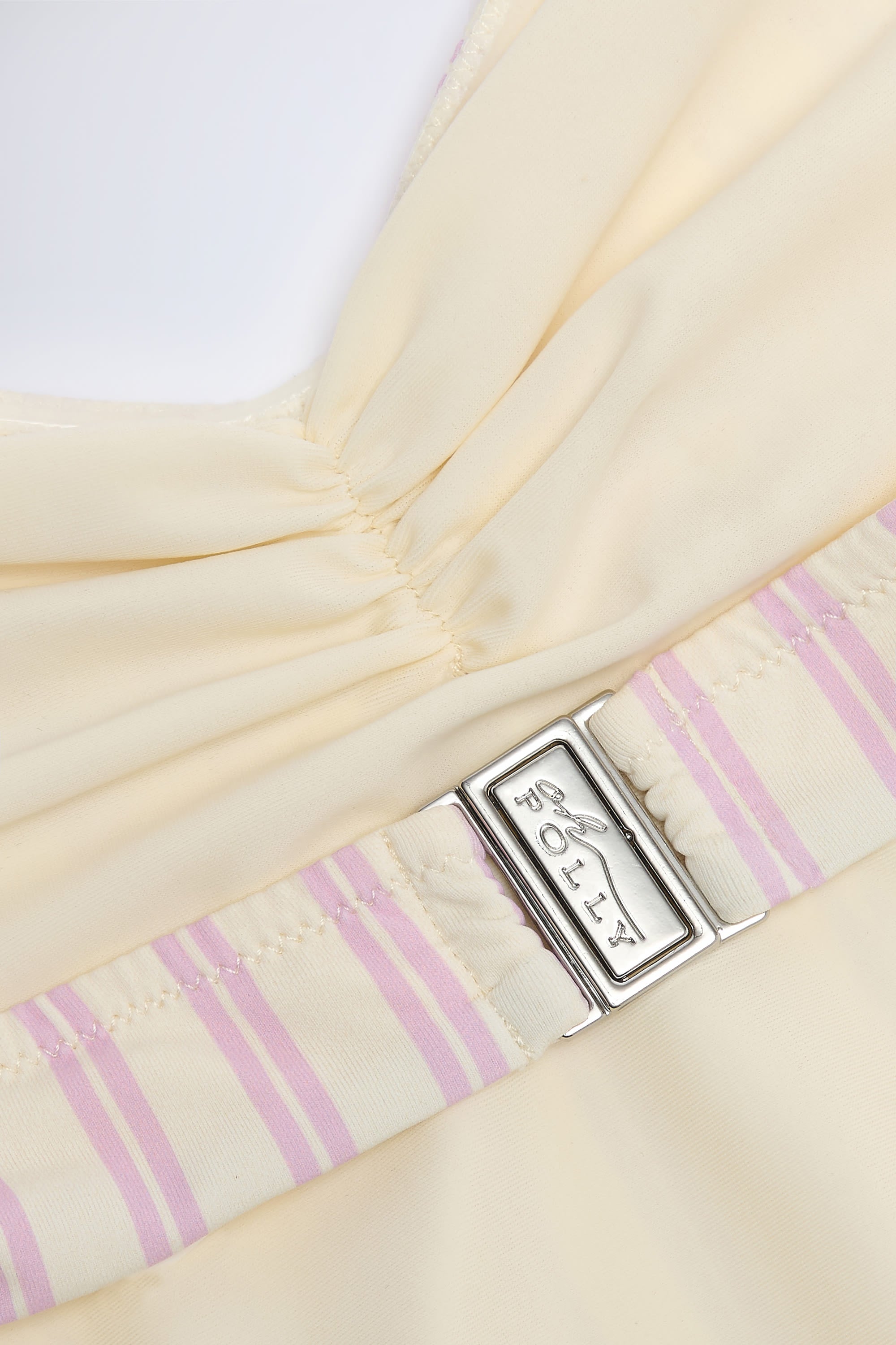 Biarritz Cut-Out Halterneck Swimsuit in Mauve Double Stripe - Image 10