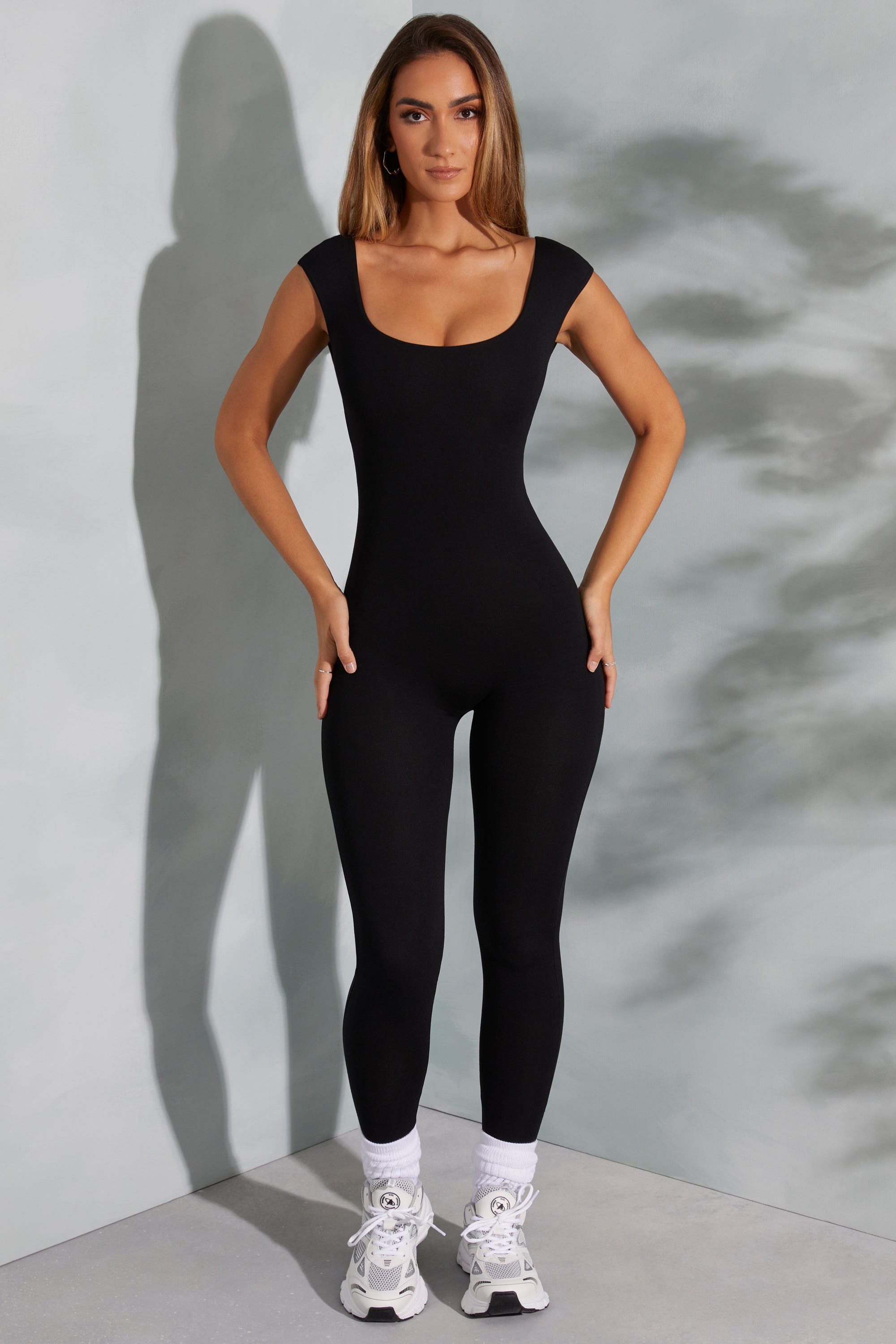Sabrina Open Back Scoop Neck Jumpsuit in Black - Image 8