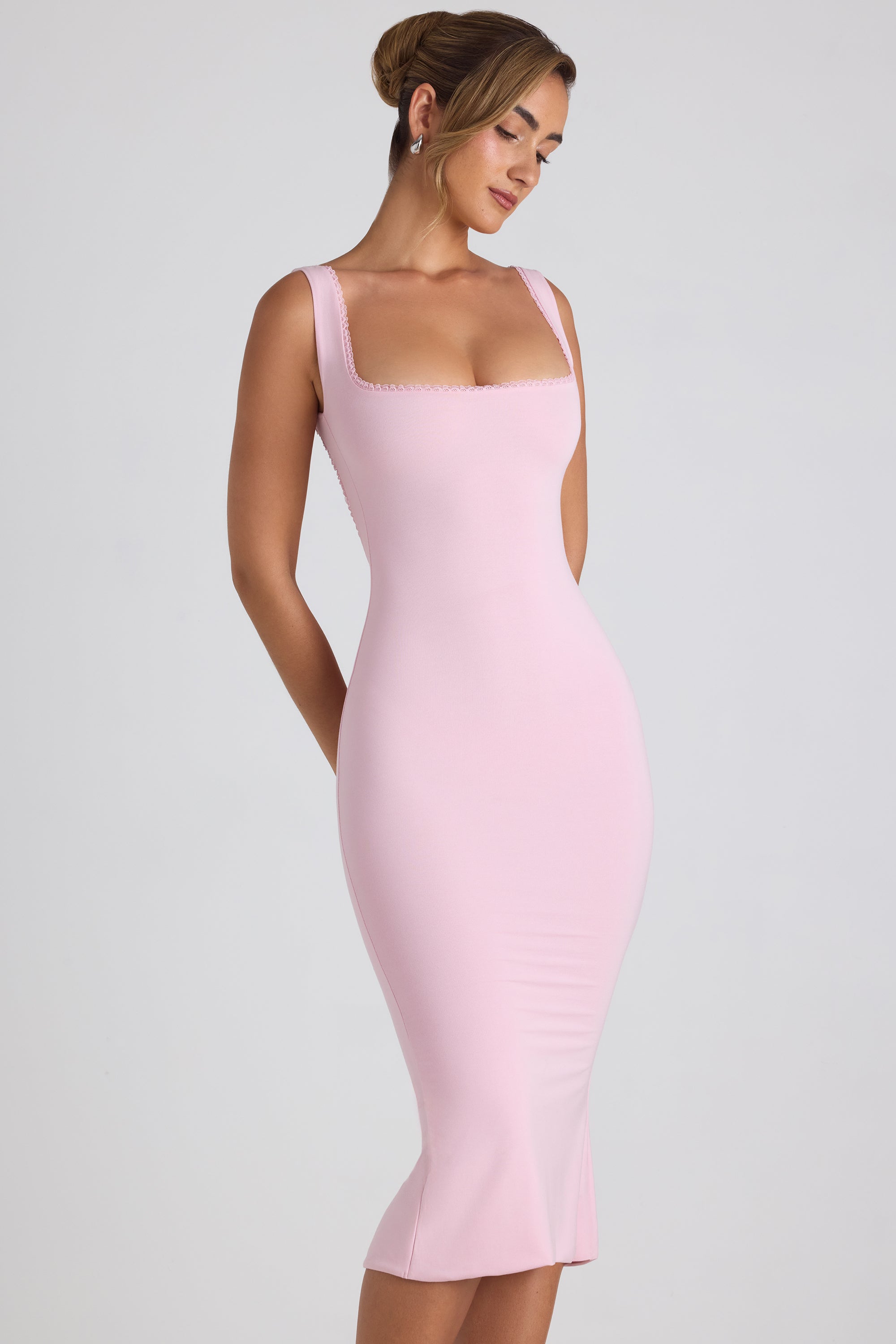 Navi Modal Lace-Trim Midaxi Dress in Soft Pink - Image 6
