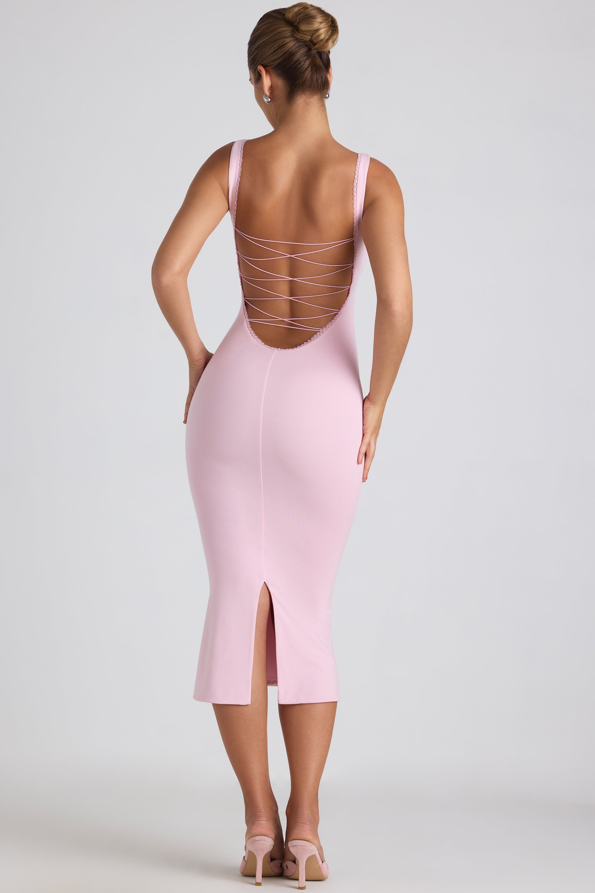 Navi Modal Lace-Trim Midaxi Dress in Soft Pink - Image 2