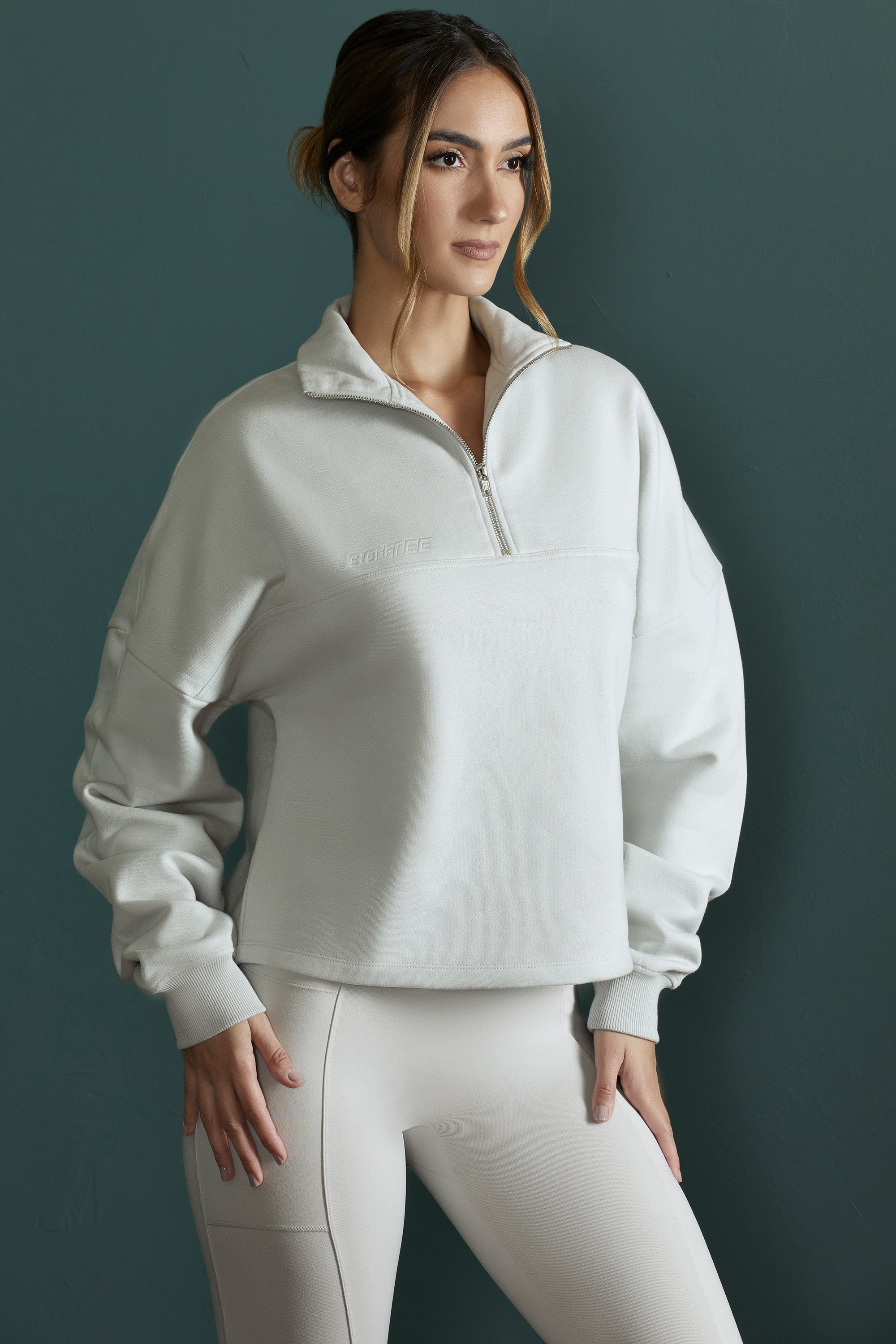 Oversized Half Zip Sweatshirt in Grey - Image 7
