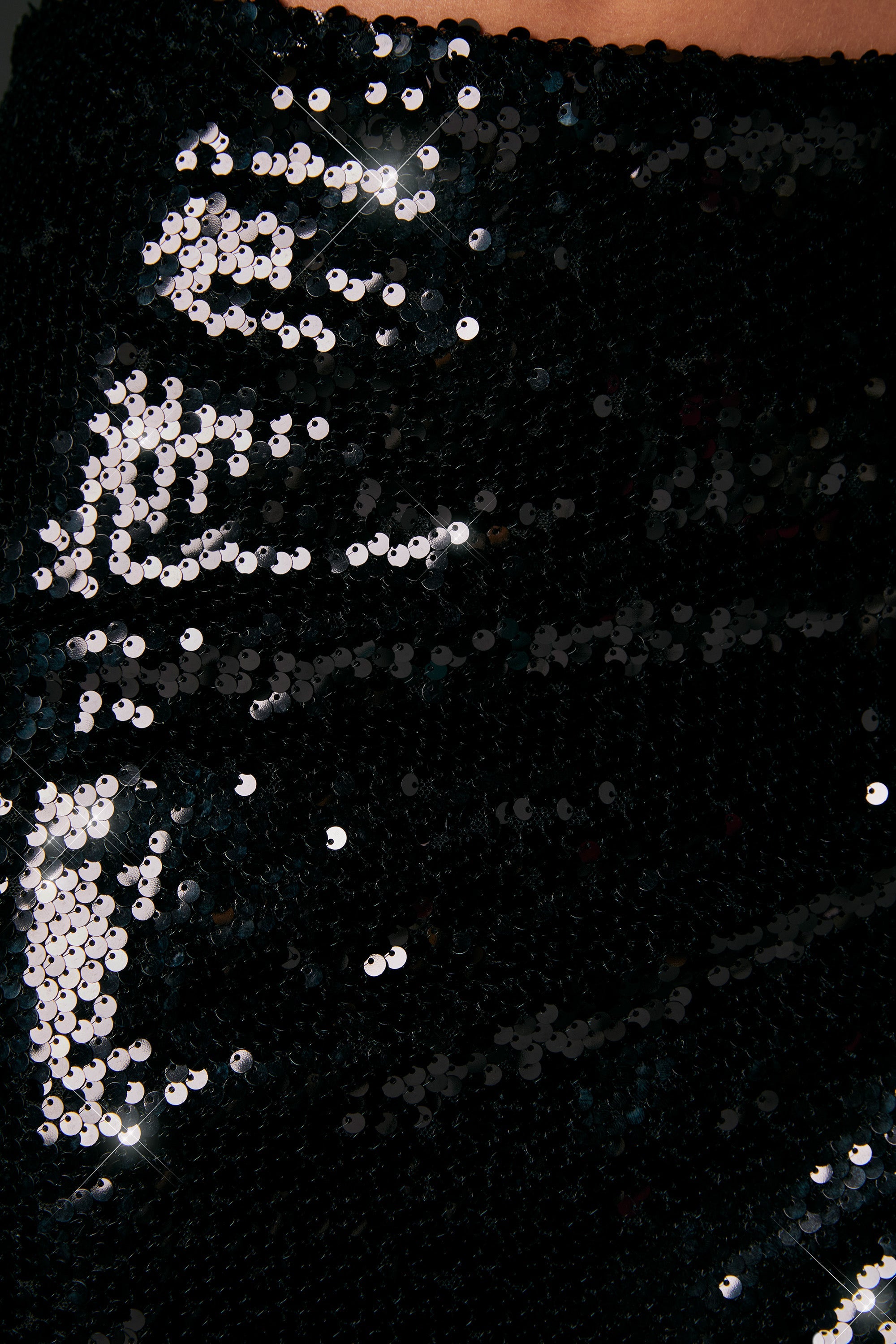Godiva Flat Sequin Thigh Split Maxi Skirt in Black - Image 4