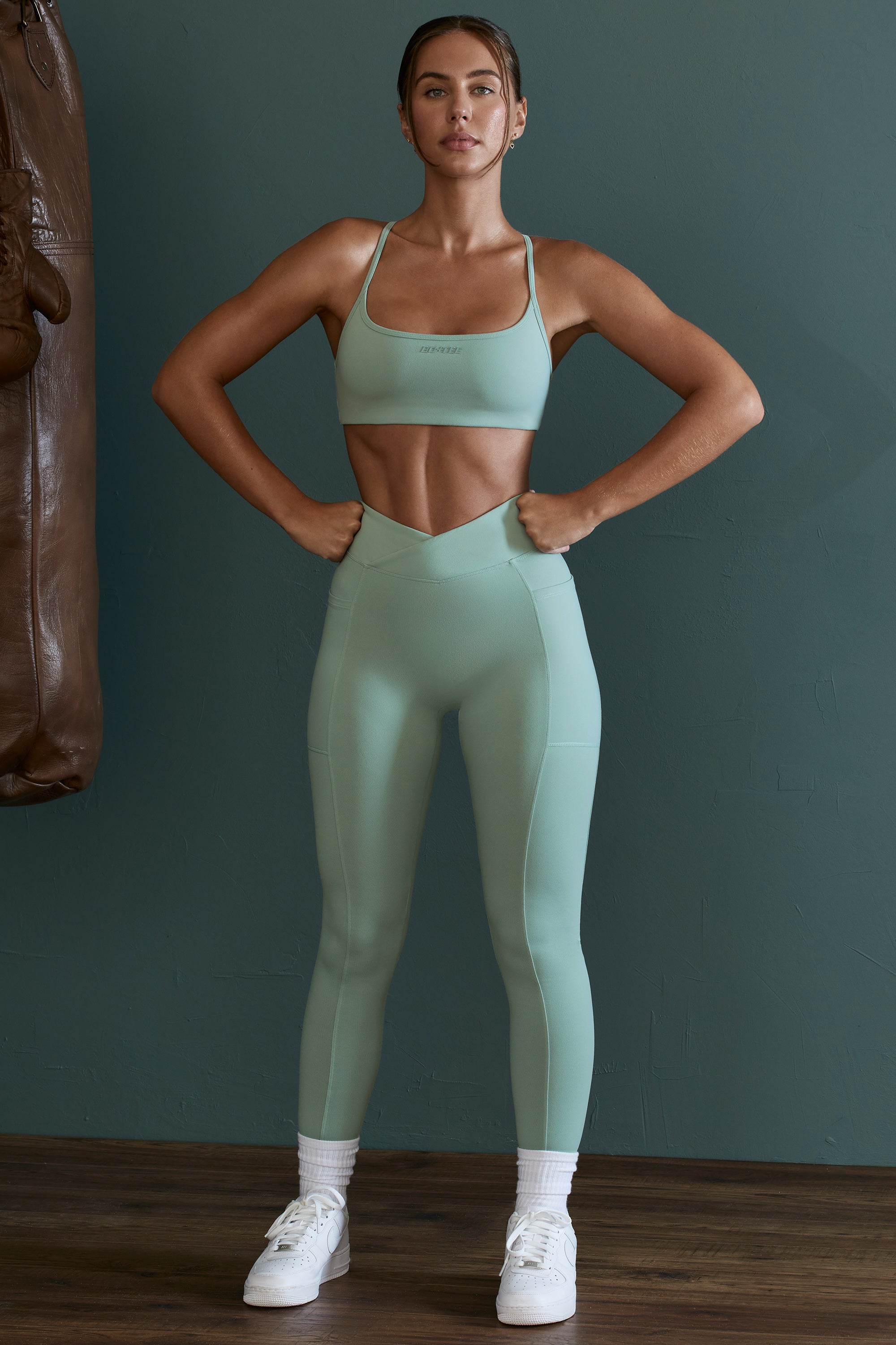 Dedication High Waist Wrap Over Leggings in Sage - Image 5