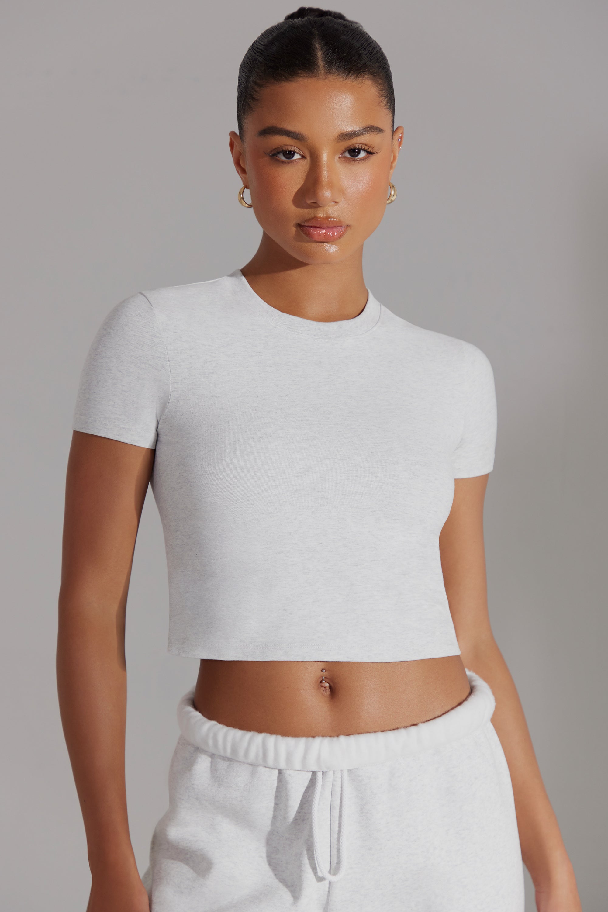 Essence Cap Sleeve Baby Tee in Heather Grey - Image 5
