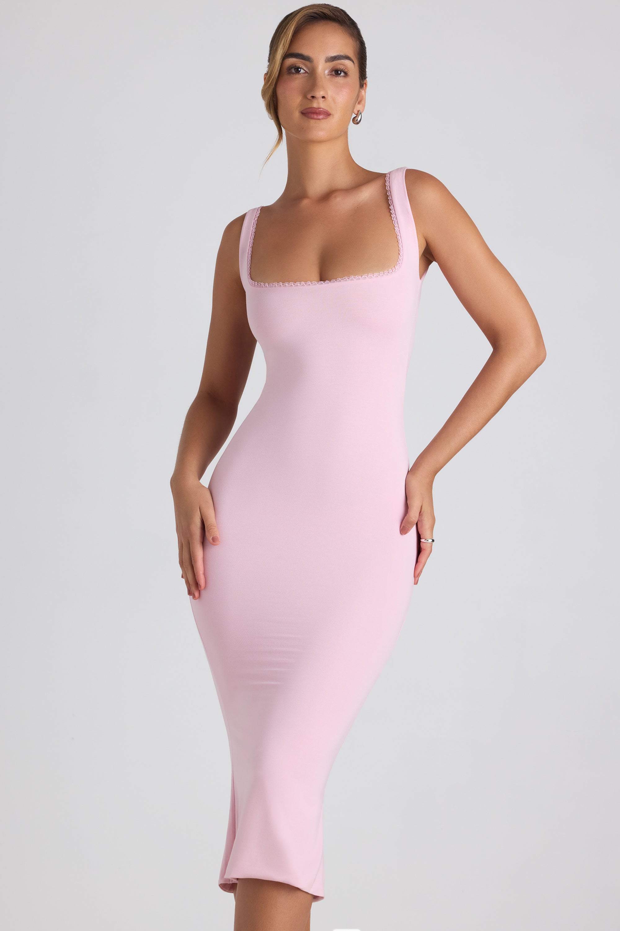 Navi Modal Lace-Trim Midaxi Dress in Soft Pink - Image 5
