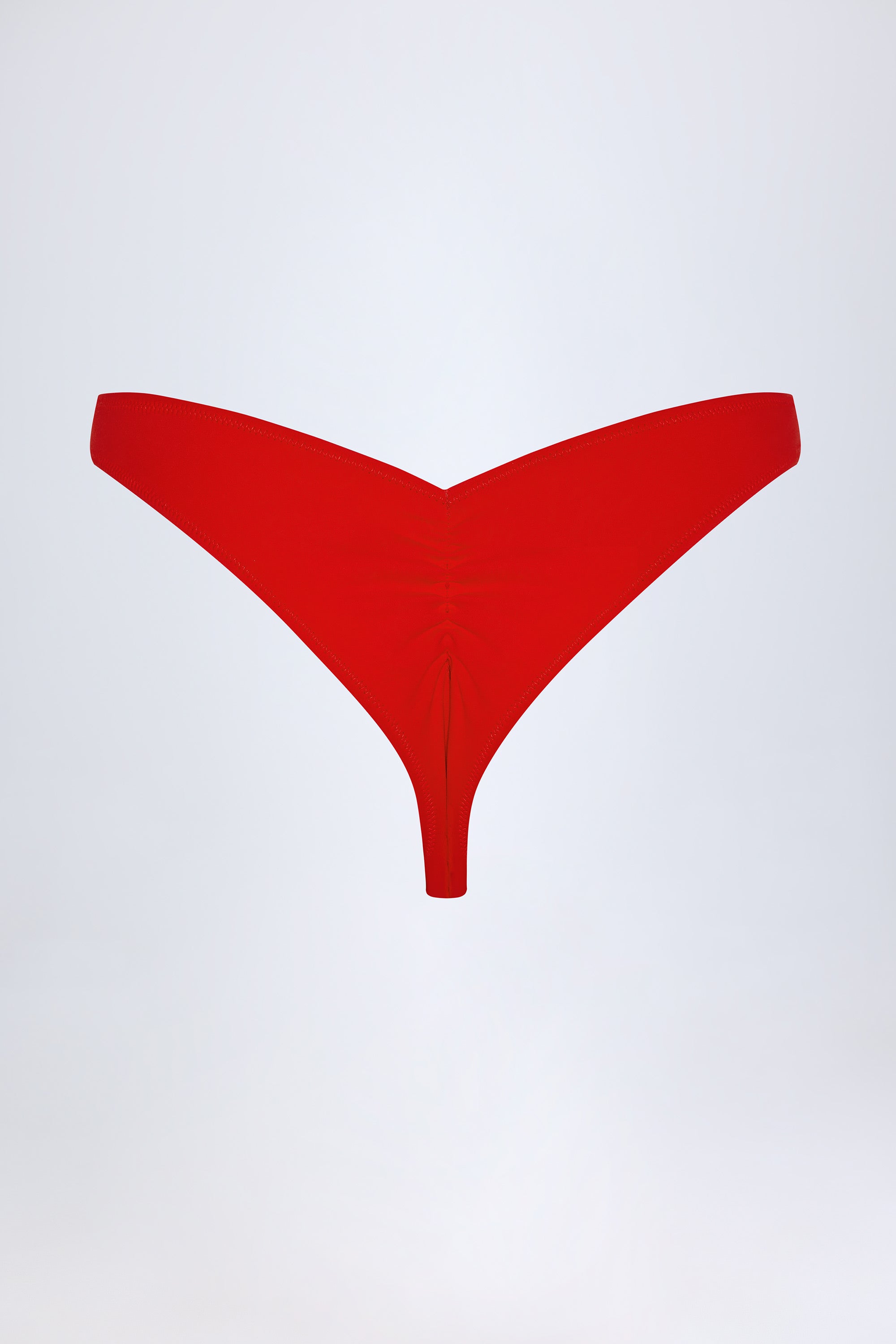 Pacifico Ruched Cheeky Bikini Bottoms in Fiery Red - Image 4