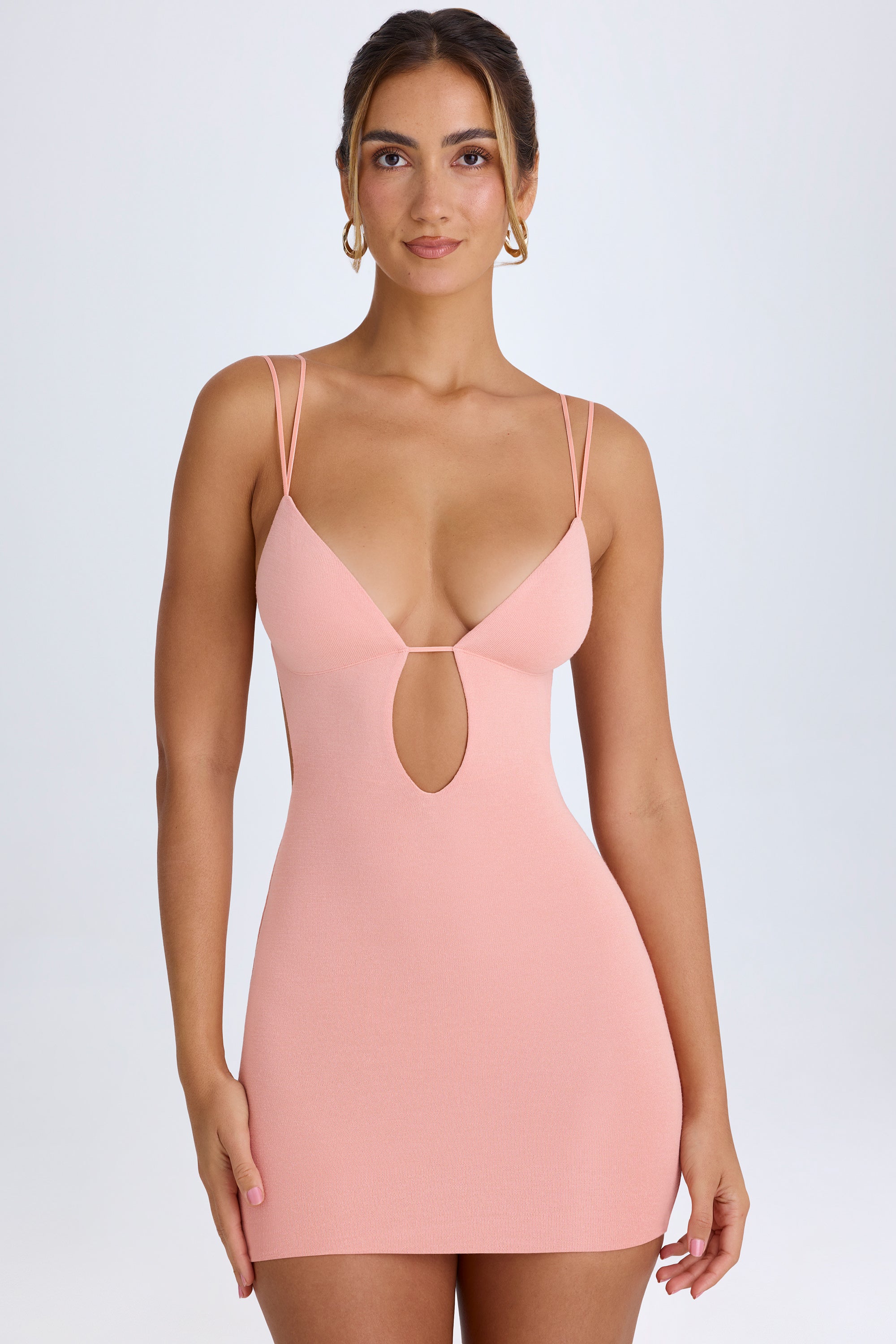 Eartha Cut-Out Open-Back Mini Dress in Apricot Pink - Image 6