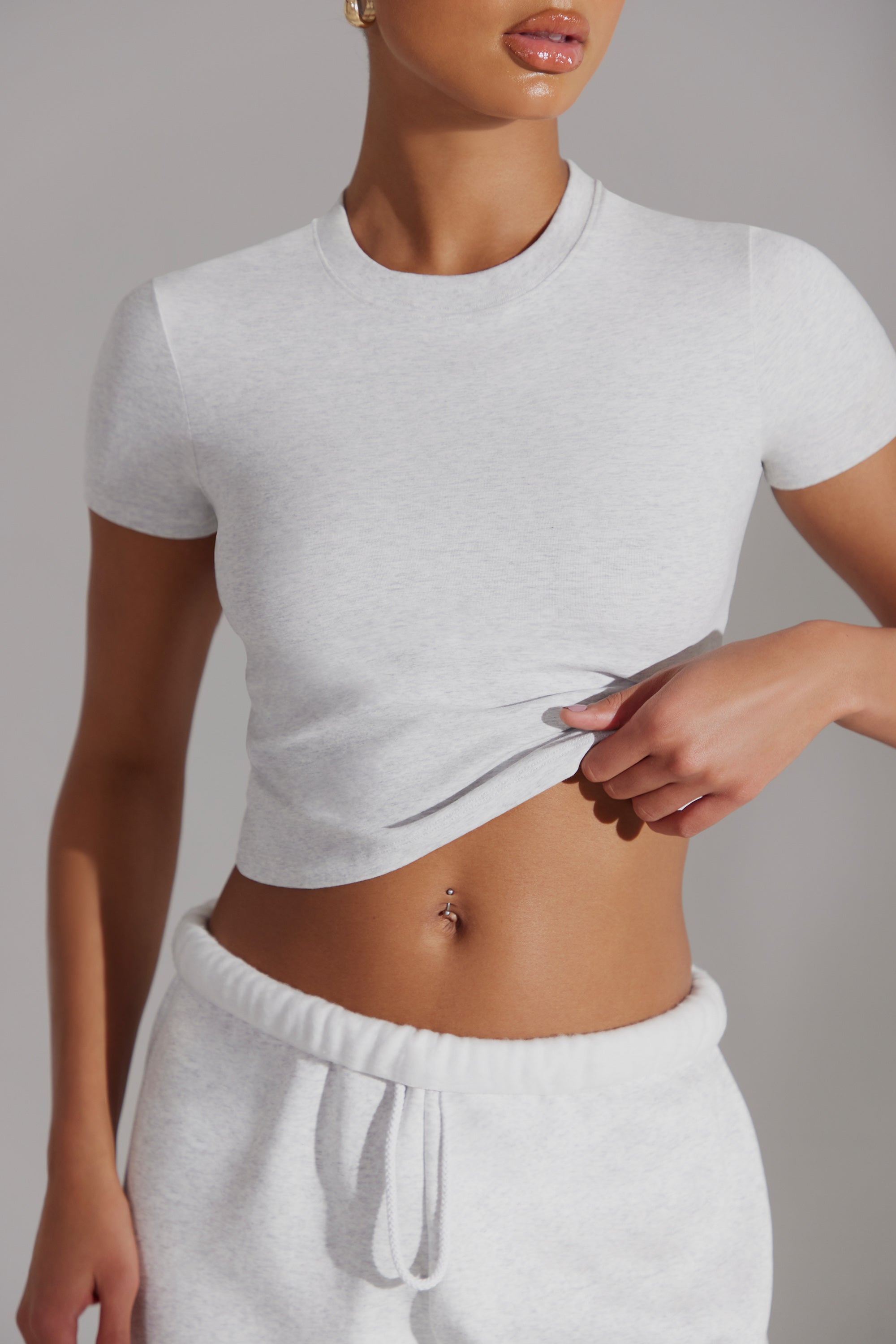 Essence Cap Sleeve Baby Tee in Heather Grey - Image 7