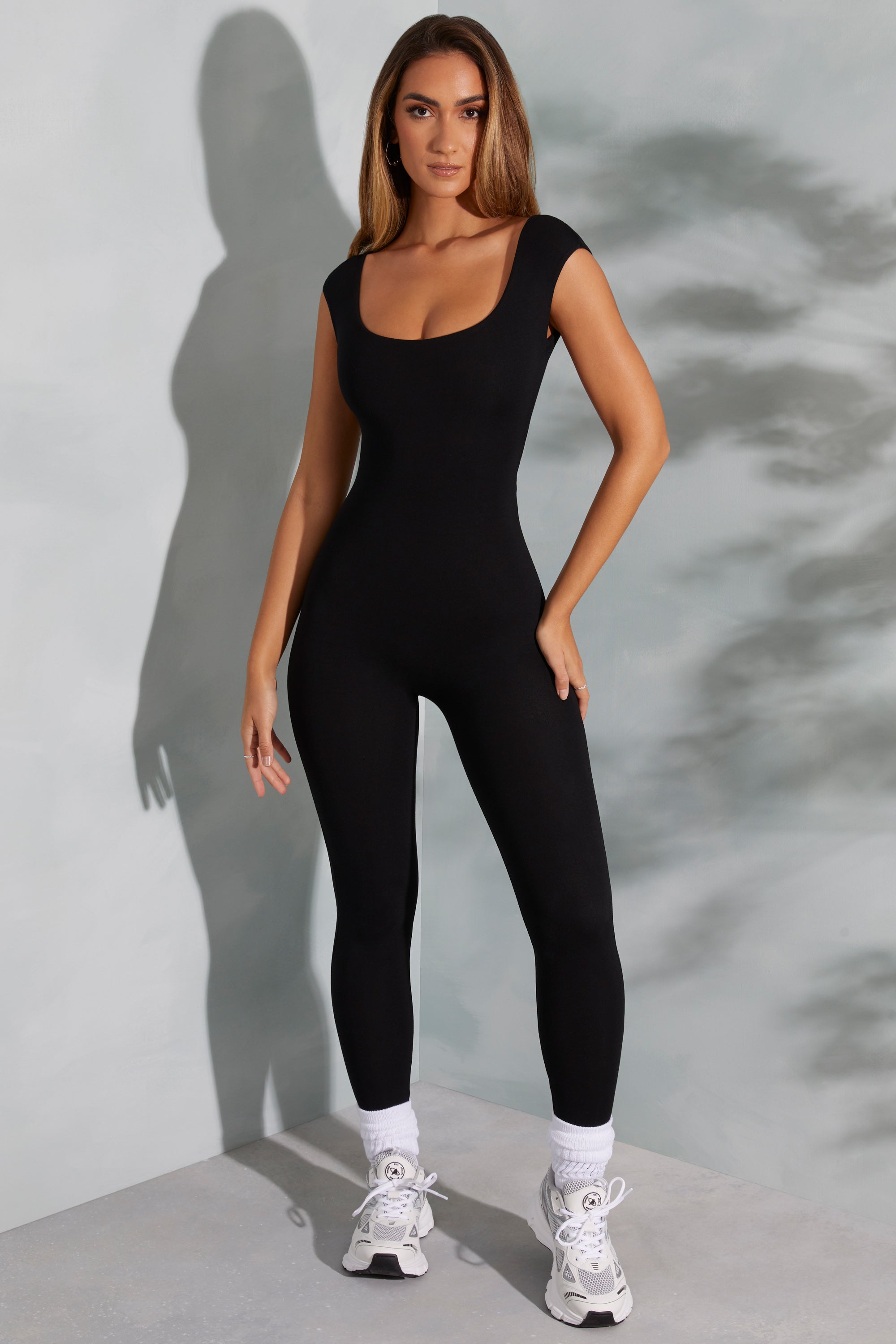 Sabrina Open Back Scoop Neck Jumpsuit in Black - Image 6