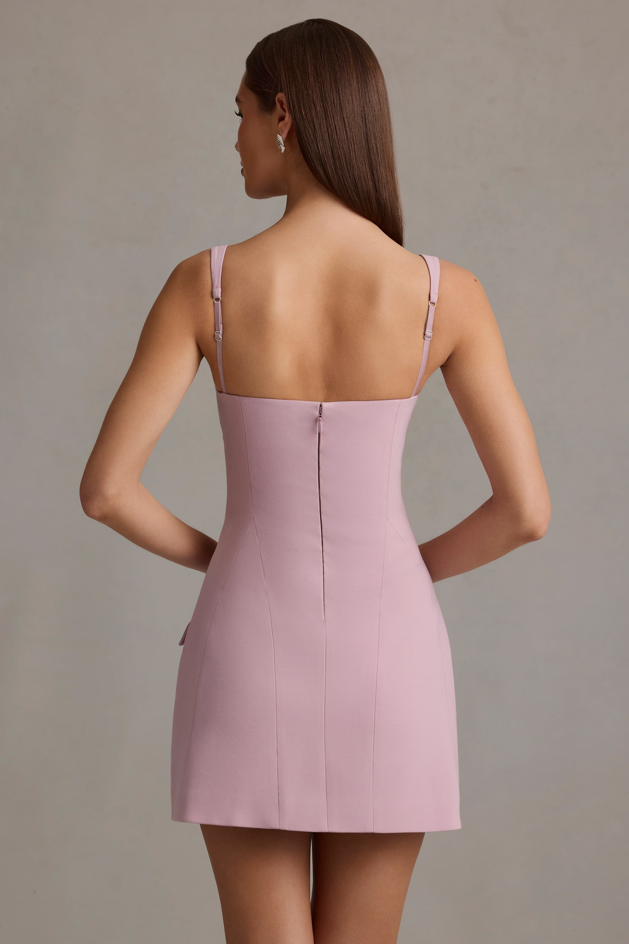 Zarina Cut-Out Structured A-Line Mini Dress in Mauve - Image 6