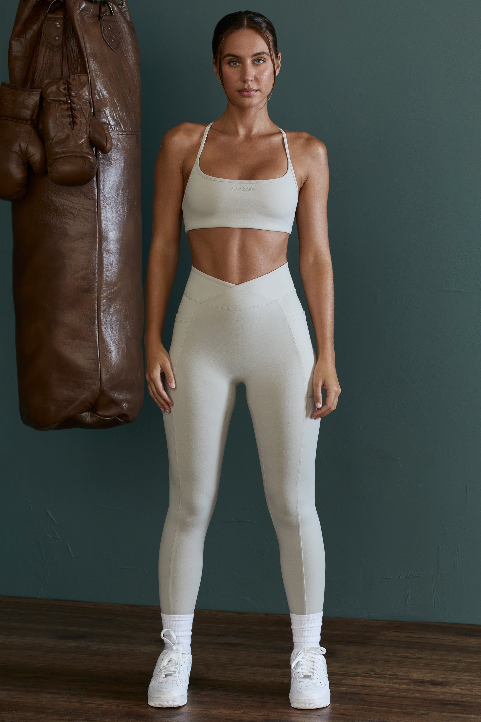 Dedication High Waist Wrap Over Leggings in Grey