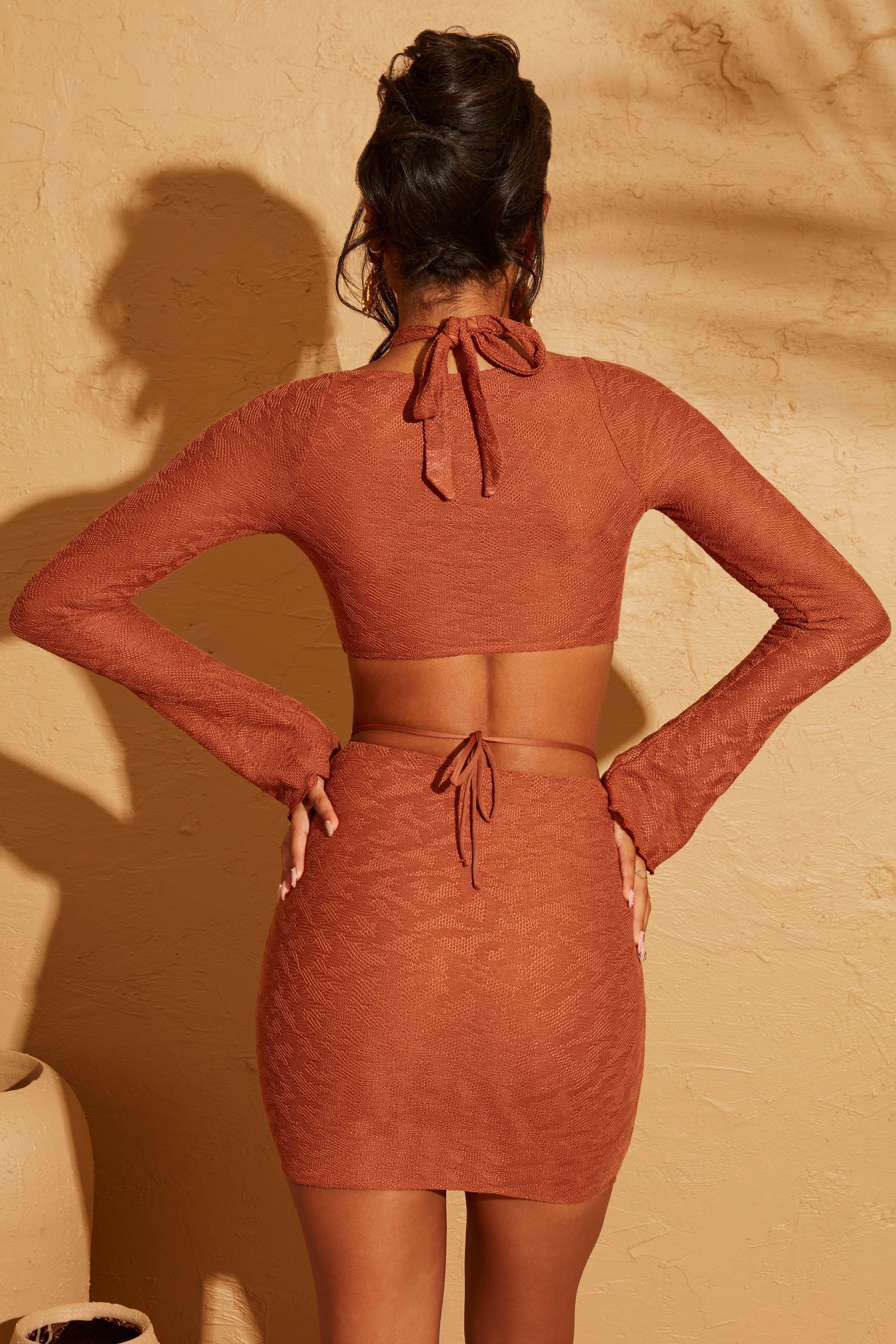 Oryx Cross Over Halter Top in Rust - Image 2